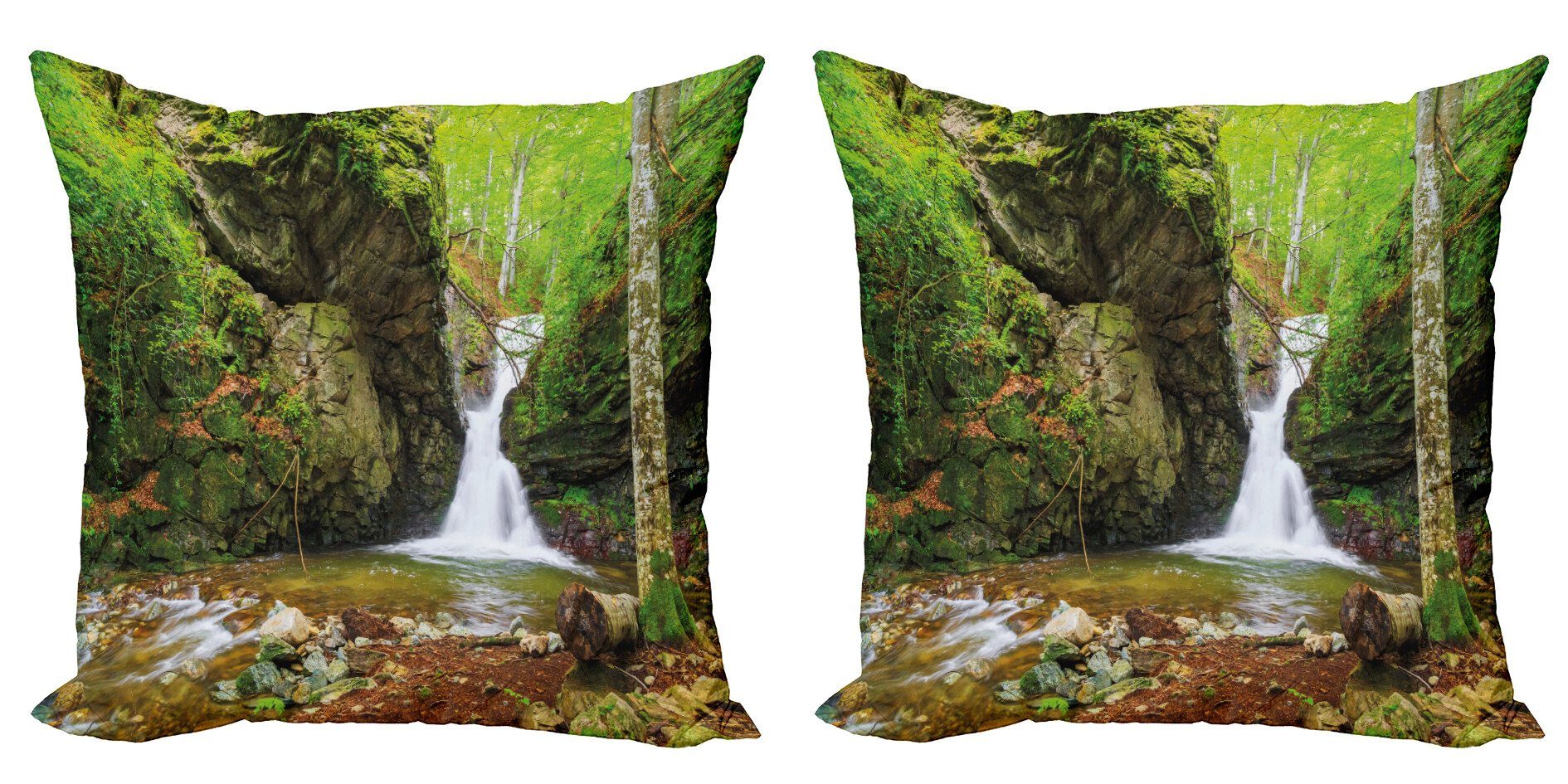Landschaft (2 Natur Doppelseitiger Frühling Modern Kissenbezüge Abakuhaus Accent Stück), Digitaldruck, Wasserfall