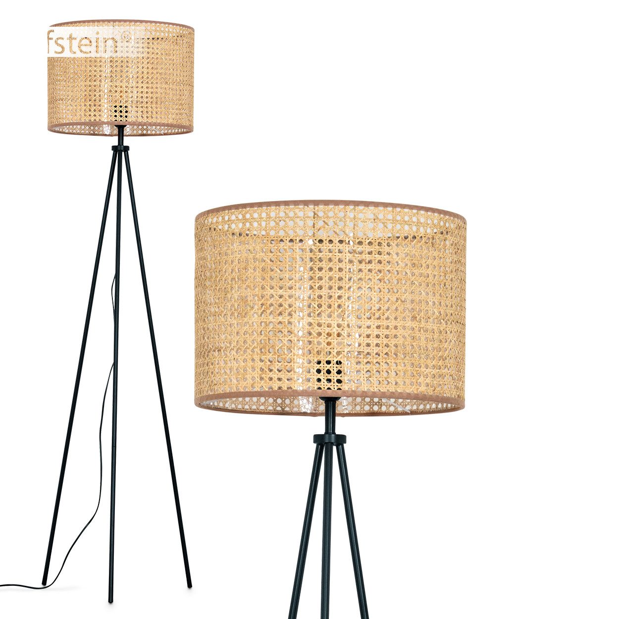 hofstein Stehlampe Stehlampe aus Holz/Wiener Geflecht/Rattan in Naturfarben günstig online kaufen