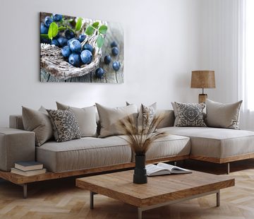 Sinus Art Leinwandbild 120x80cm Wandbild auf Leinwand Blaubeeren Früchte Küche Fotokunst Kuns, (1 St)