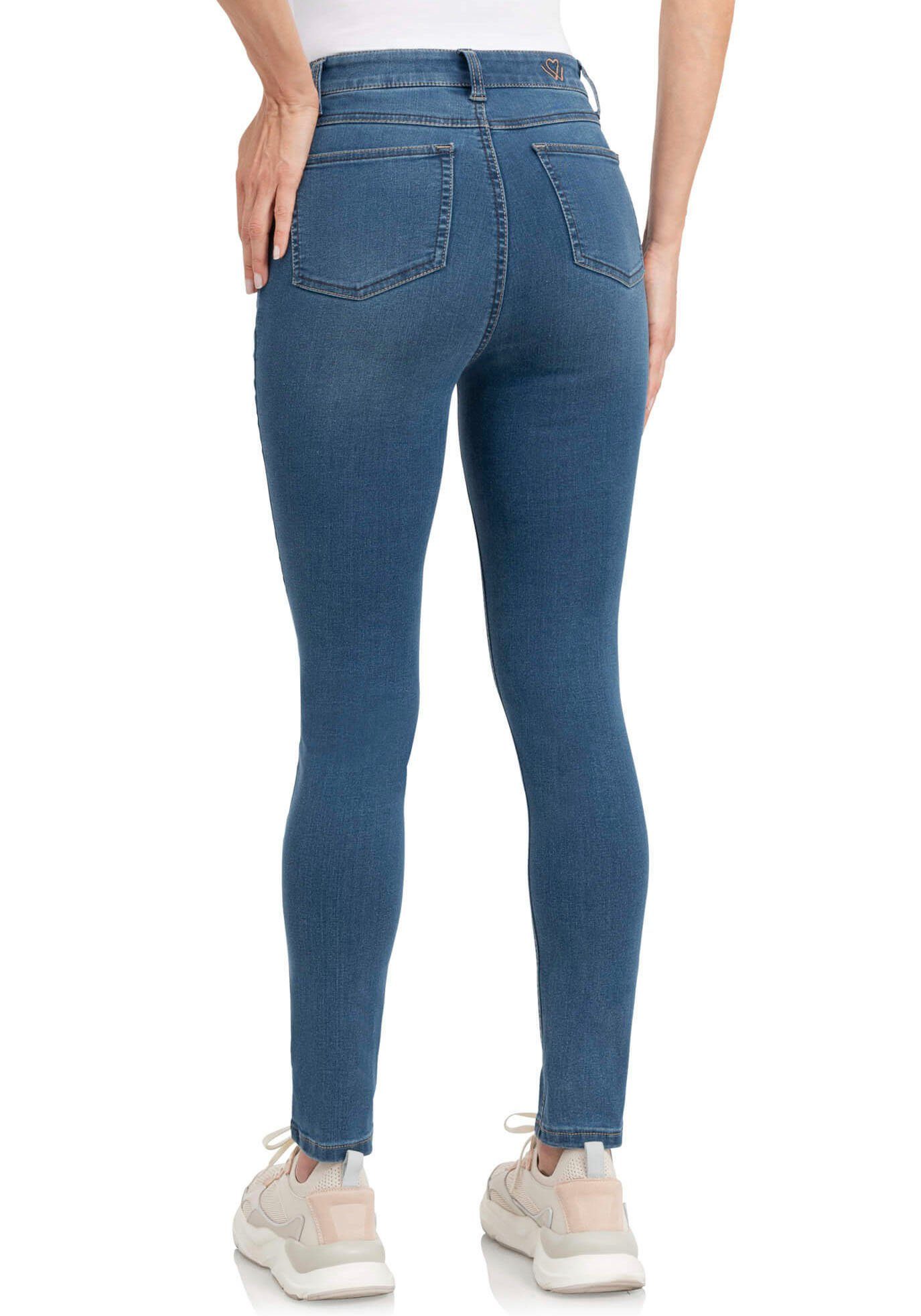wonderjeans High-waist-Jeans High mit Bein verkürztem stonewash blue geschnitten leicht Waist Hoch super WH72