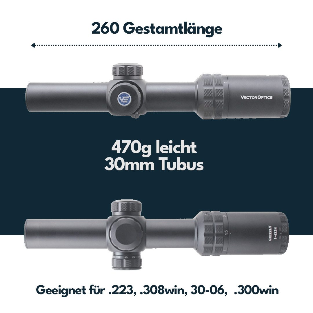 Vector Optics Vector Optics SCOC-41 Grizzly 1-4x24 Zielfernrohr (Ideal für Jagd, Sport und Airsoft)