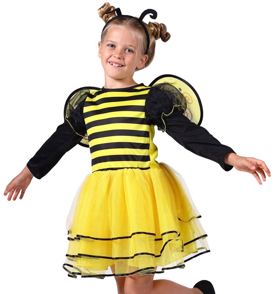 thetru Kostüm Bienenkostüm "Bee" für Mädchen - Kleid Haarreif Flügel -  Tierkostüm Karneval