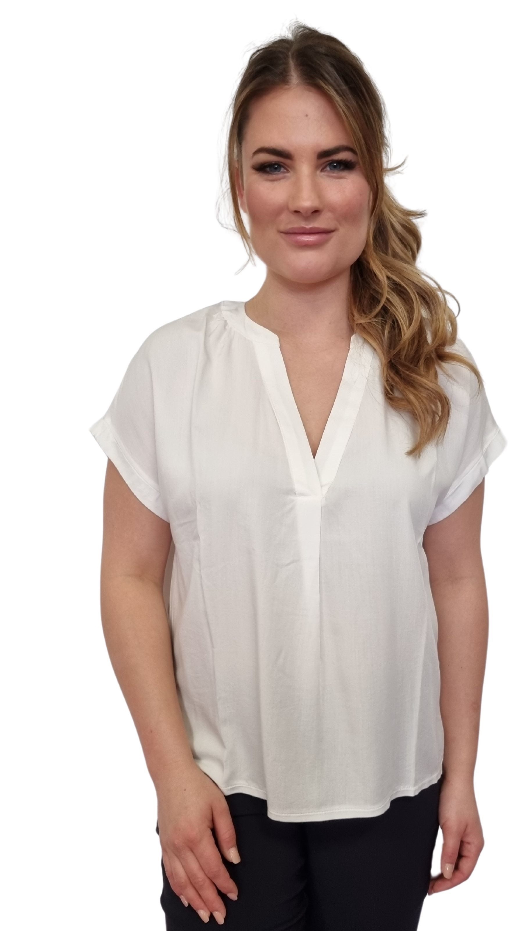 Estefania for woman Blusenshirt aus Viskose mit V-Ausschnitt