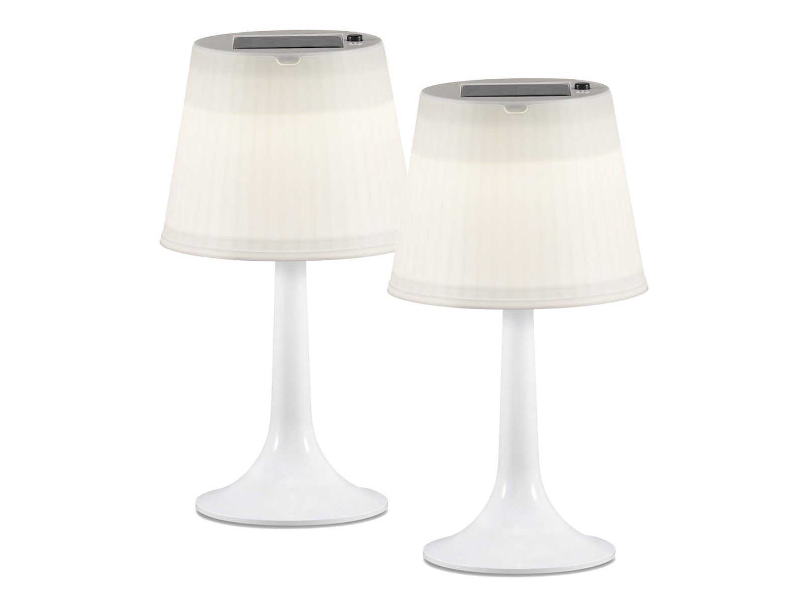 KONSTSMIDE LED Solarleuchte, LED fest integriert, neutralweiß, 2er Set Outdoor Solarlicht Tischlampe kabel-los ohne Strom Weiß H 36cm