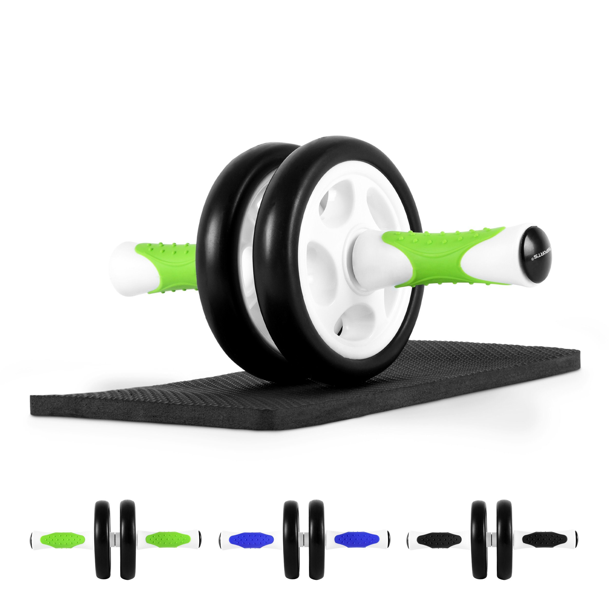 MSports® Bauchtrainer MSPORTS Bauchtrainer AB Roller Premium I Bauchtrainer mit Knieauflage I Bauchroller mit Komfortgriffen I Bauchmuskeltrainer I AB Wheel Muskeltrainer