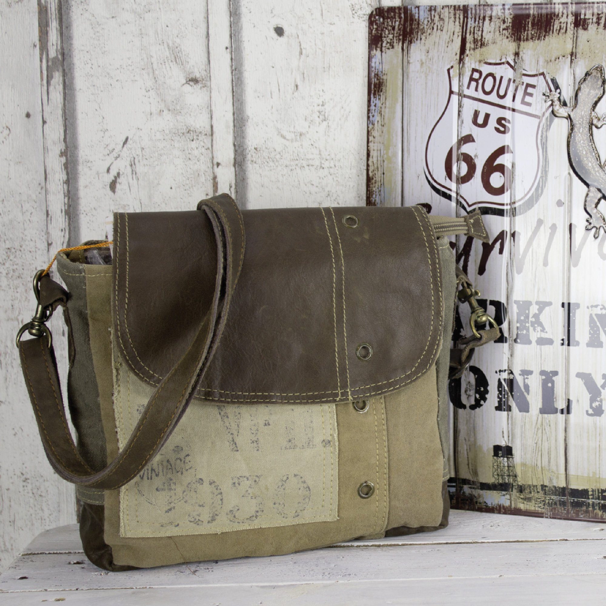 Canvas Klappe. Tasche abnehmbarer Leder Schulterriemen 51679, Umhängetasche Sie/ mit kleine Ledr Tasche Messenger Vintage für Umhängetasche. Mini Echt Sunsa Ihn