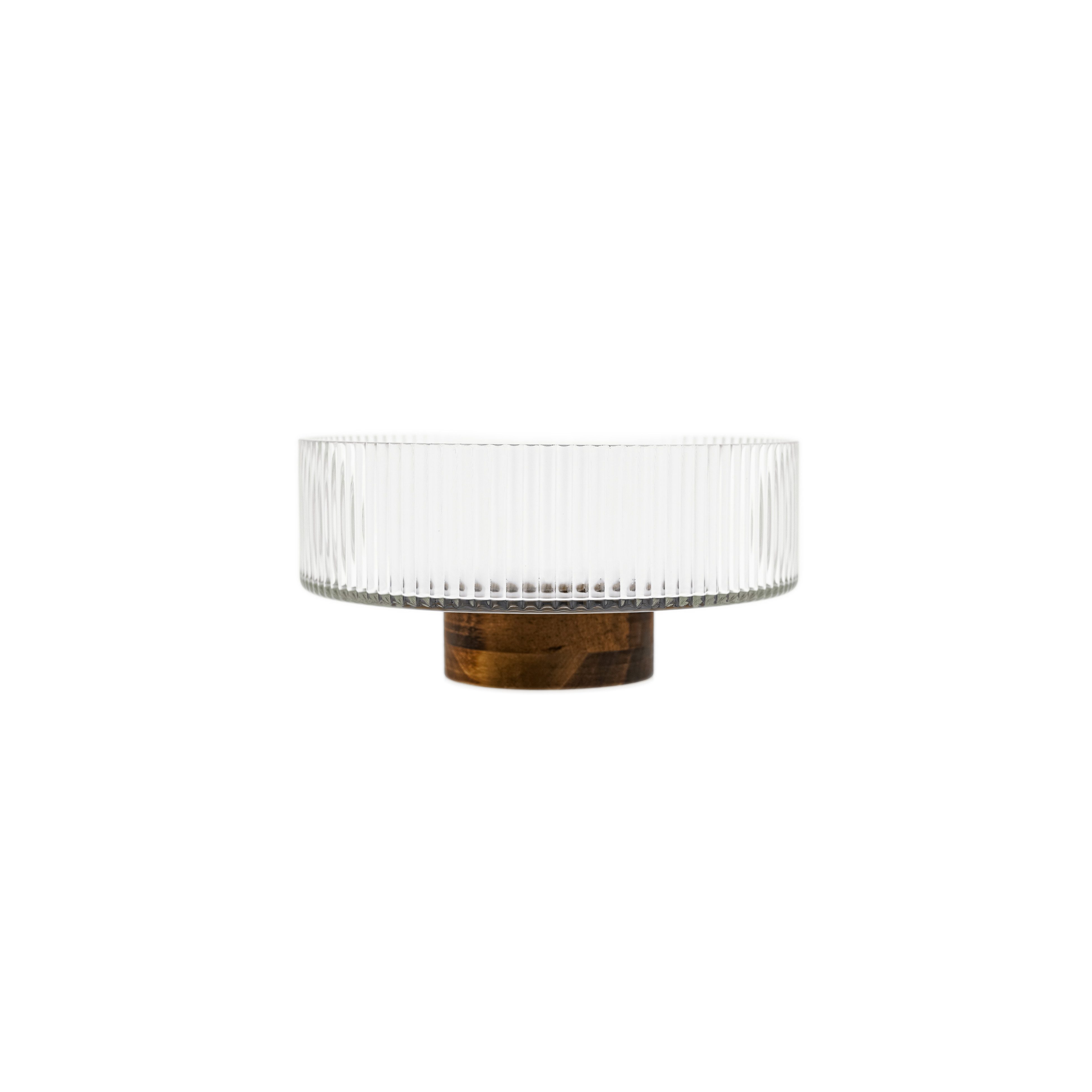 Almina Schale Terra Bowl Medio Glasschale mit Akazienholz - 21 x 10 cm, Glas, Holz, (Packung, 1-tlg), Servier- & Dekoschale