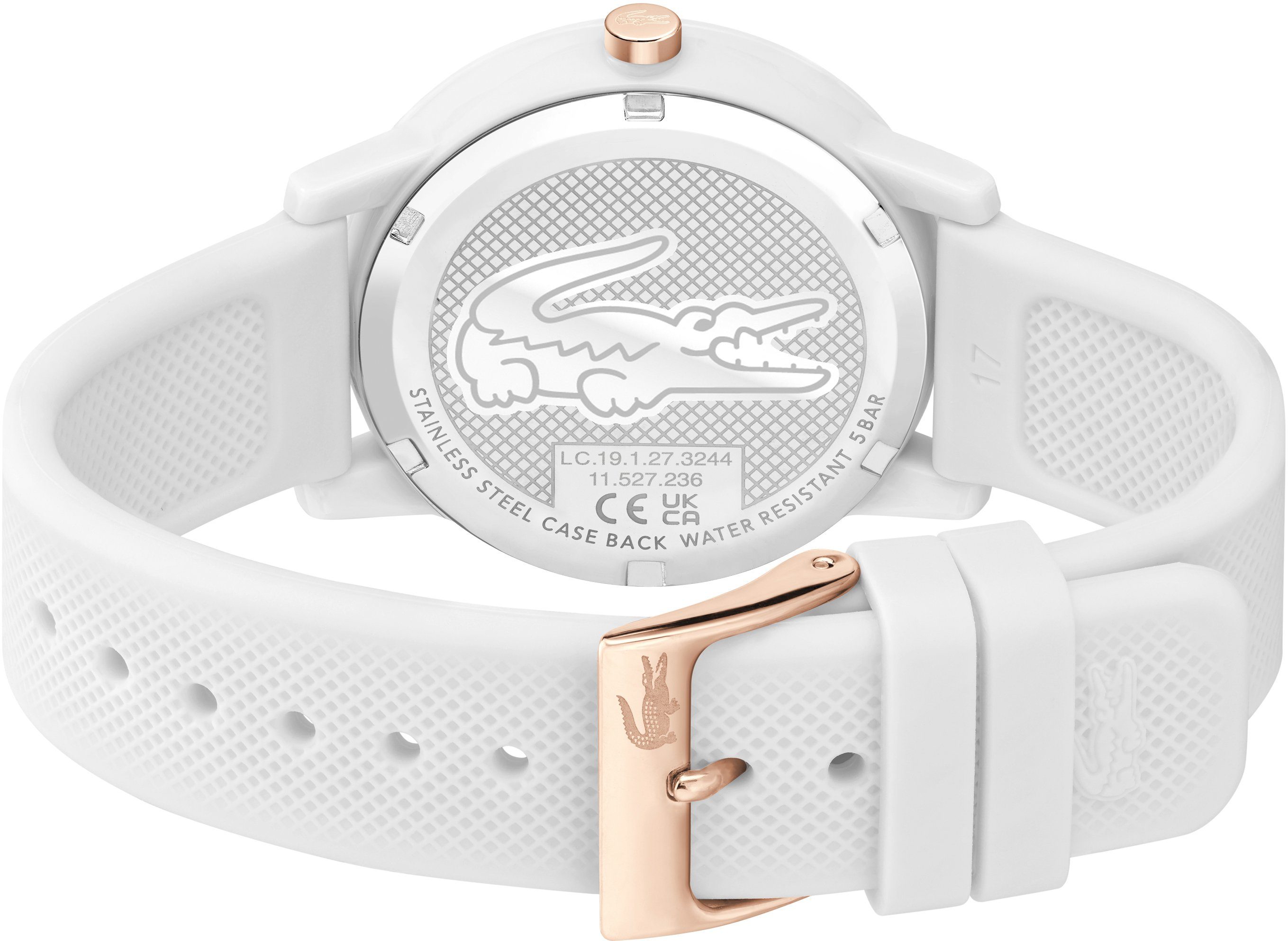 Lacoste Quarzuhr LACOSTE 12.12 LADIES 2001211, Armbanduhr, Damenuhr, Mineralglas, analog, Silikonarmband
