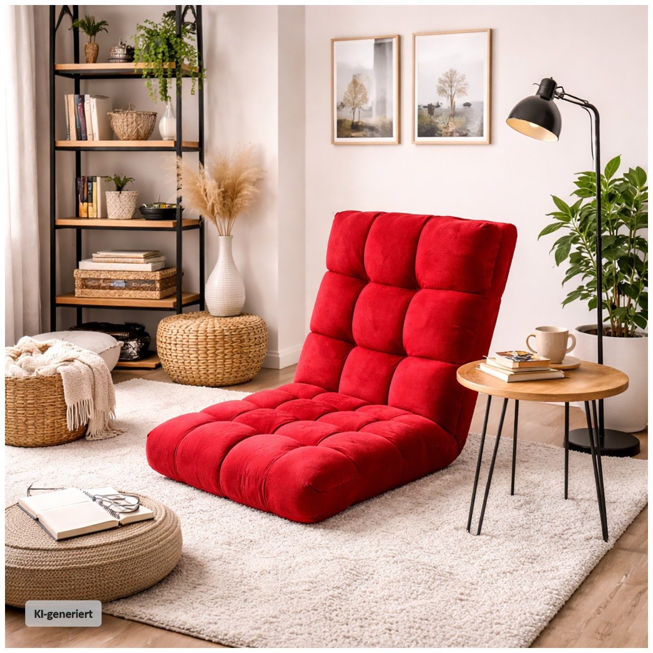 HTI-Living Relaxsessel Bodensessel Rot klappbar mit Rückenlehne verstellbar (1 Stück, 1-St)