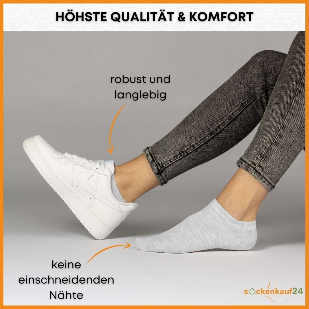 Herren Socken sockenkauf24 Komfortbund Paar Sneaker Baumwolle (Basicline) 10 aus 35-38) WP Sneakersocken & Basic Damen 70202T - (Grau, mit