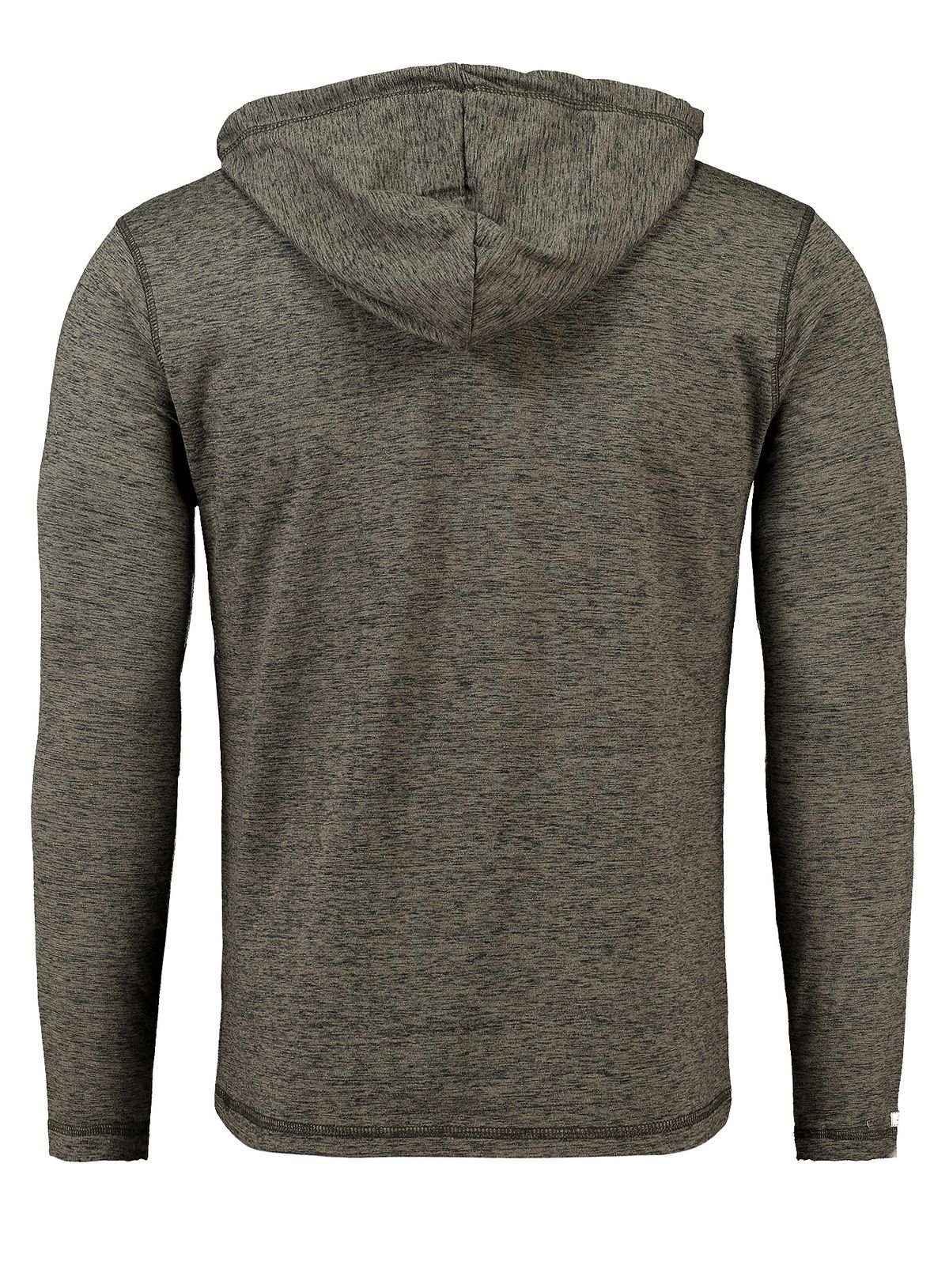 Key Largo Henleyshirt für Herren Jesse Longsleeve hoody Sweatshirt mit Kapuze MLS00058 mit Knopfleiste meliert langarm slim fit