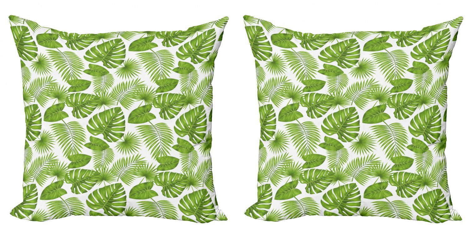 Accent Forest Doppelseitiger (2 Kunst Abakuhaus Tropical Kissenbezüge Exotisch Stück), Digitaldruck, Leaves Modern