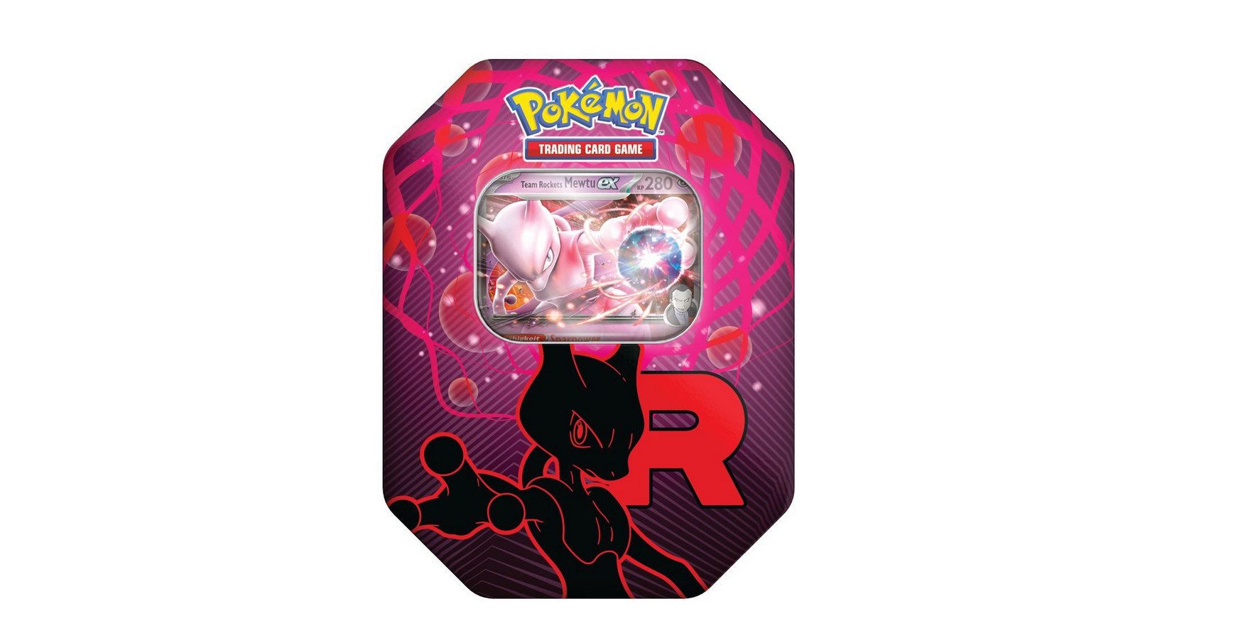 POKÉMON Sammelkarte Tin-Box Team Rocket – Mewtu-ex (1 Promokarte & 4 Boosterpacks)
