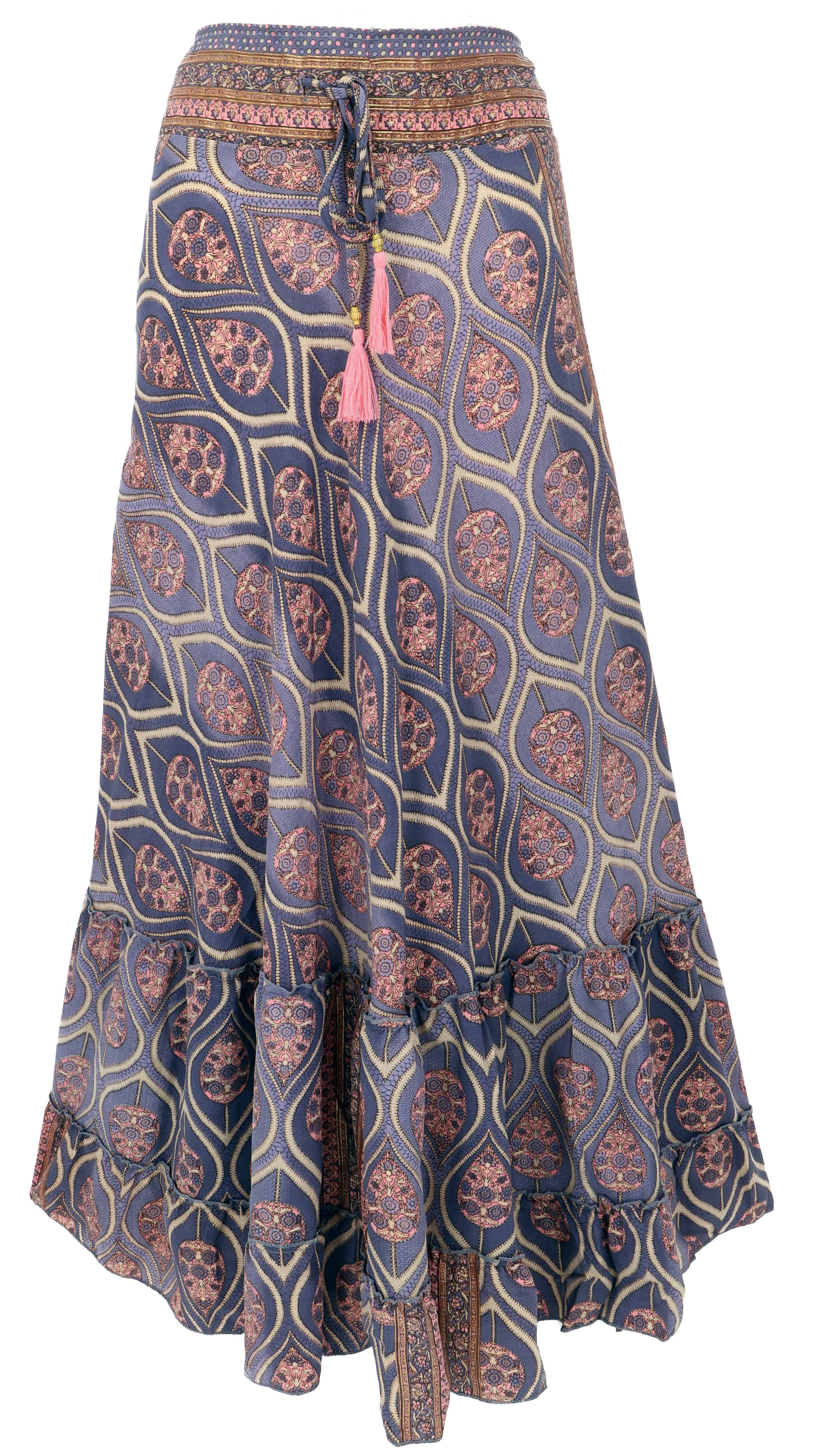 Guru-Shop Minirock Boho Maxirock, leichter langer Sommerrock -.. alternative Bekleidung