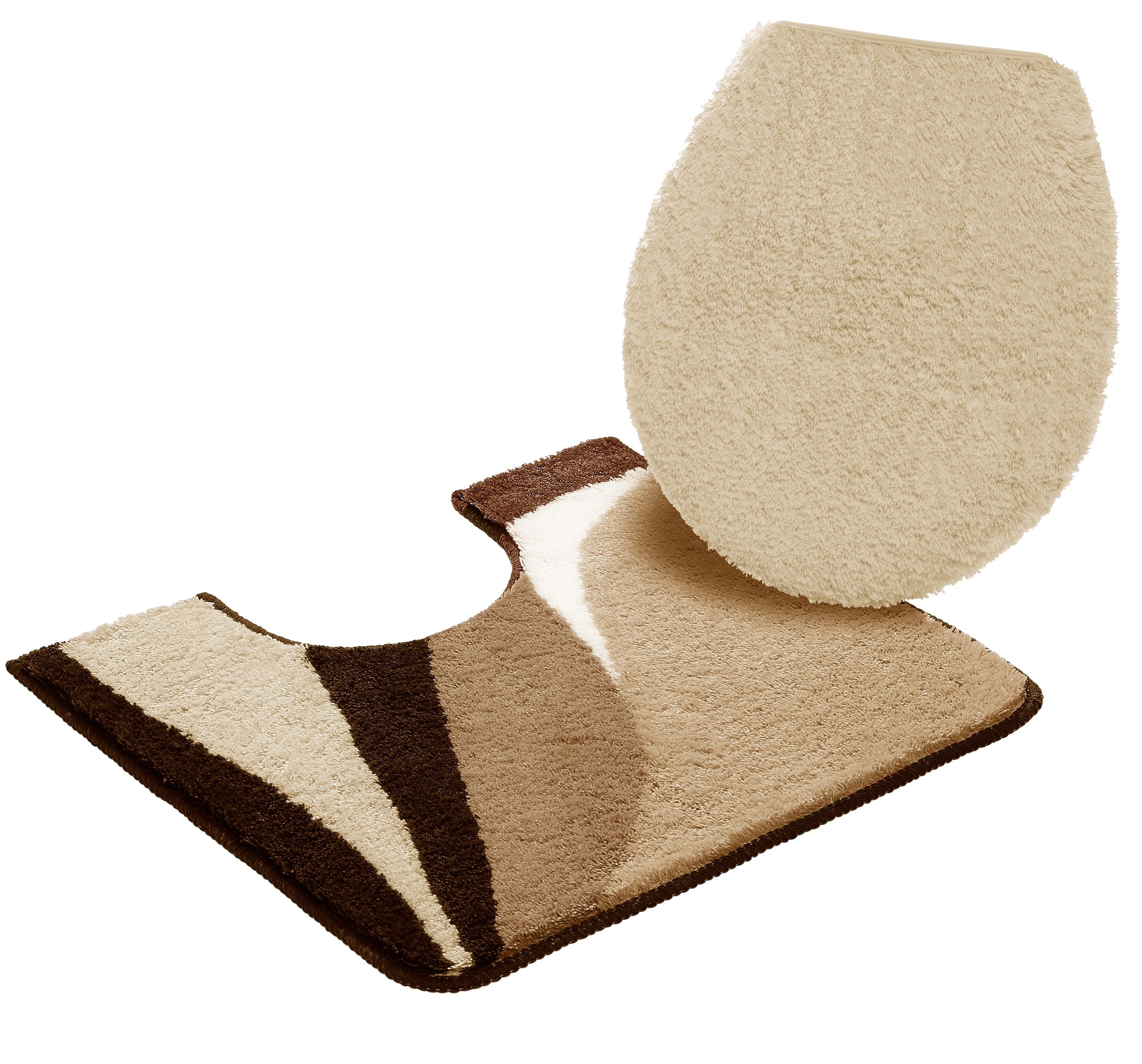 OTTO home Badematte Magnus, Badvorleger, Badezimmer Teppich, Höhe 20 mm, rutschhemmend beschichtet, schnell trocknend, strapazierfähig, Polyacryl, rechteckig, 2-tlg. Stand-WC Set, mehrfarbig, Badteppich, Badematten auch als 2 teiliges Set & rund