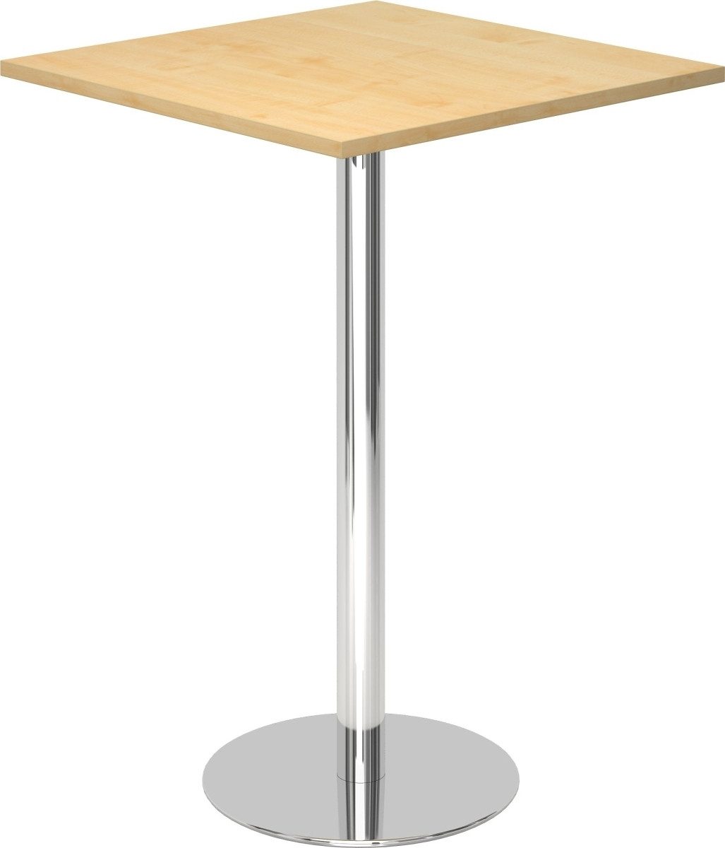 Empfangstheke Stehtisch 80x80cm Ahorn/chrom