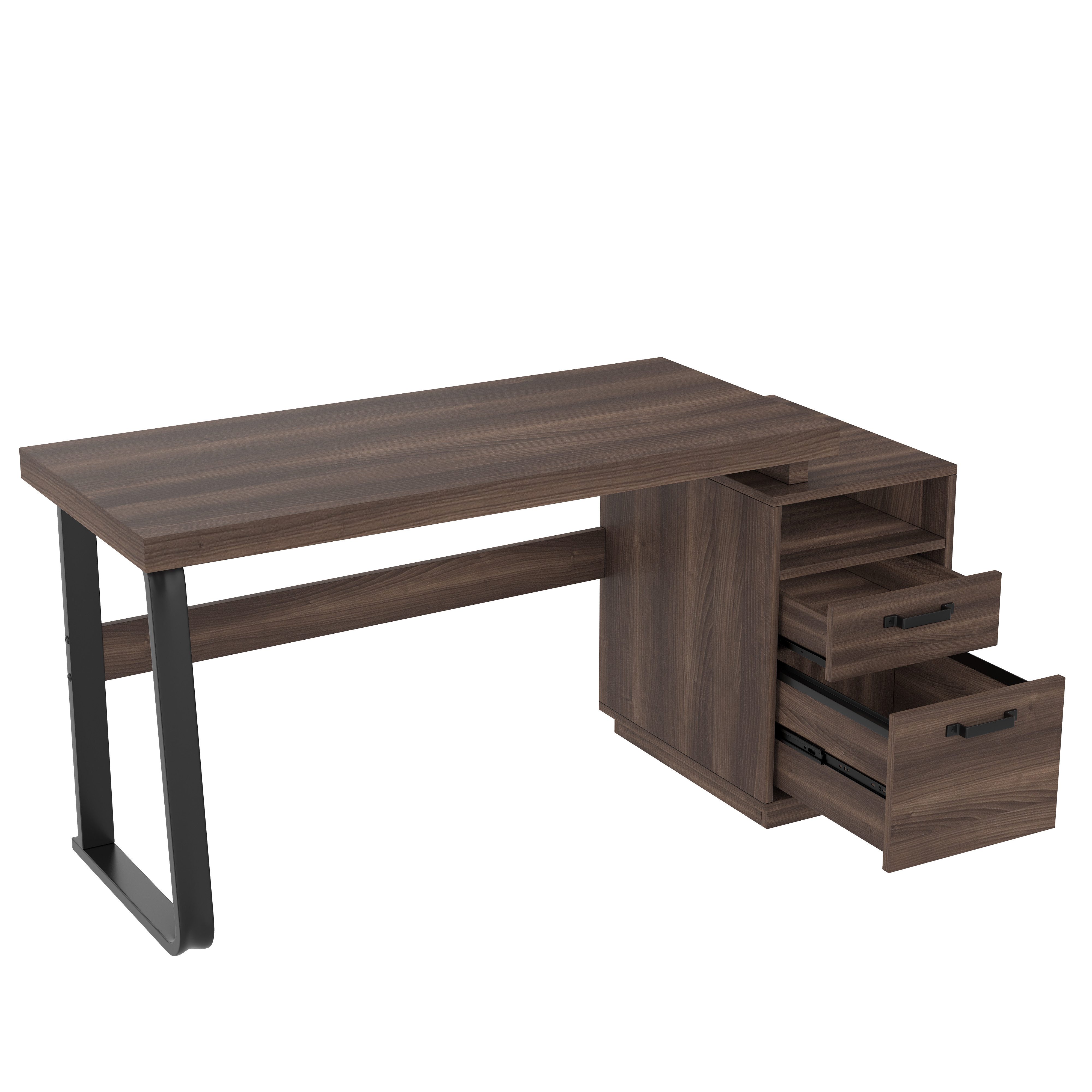 KLAM HOME Schreibtisch 135 x 54 x 76cm moderner Schreibtisch im minimalistischen Stil (multifunktionales Aufbewahrungsdesign, geräuschlose Schublade), MDF-Schre – Bild 2 von 5