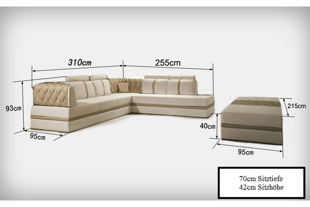 Ecksofa Design Garnitur Wohnlandschaft Ecksofa, JVmoebel Modern Eck Couch Sofa Ledersofa