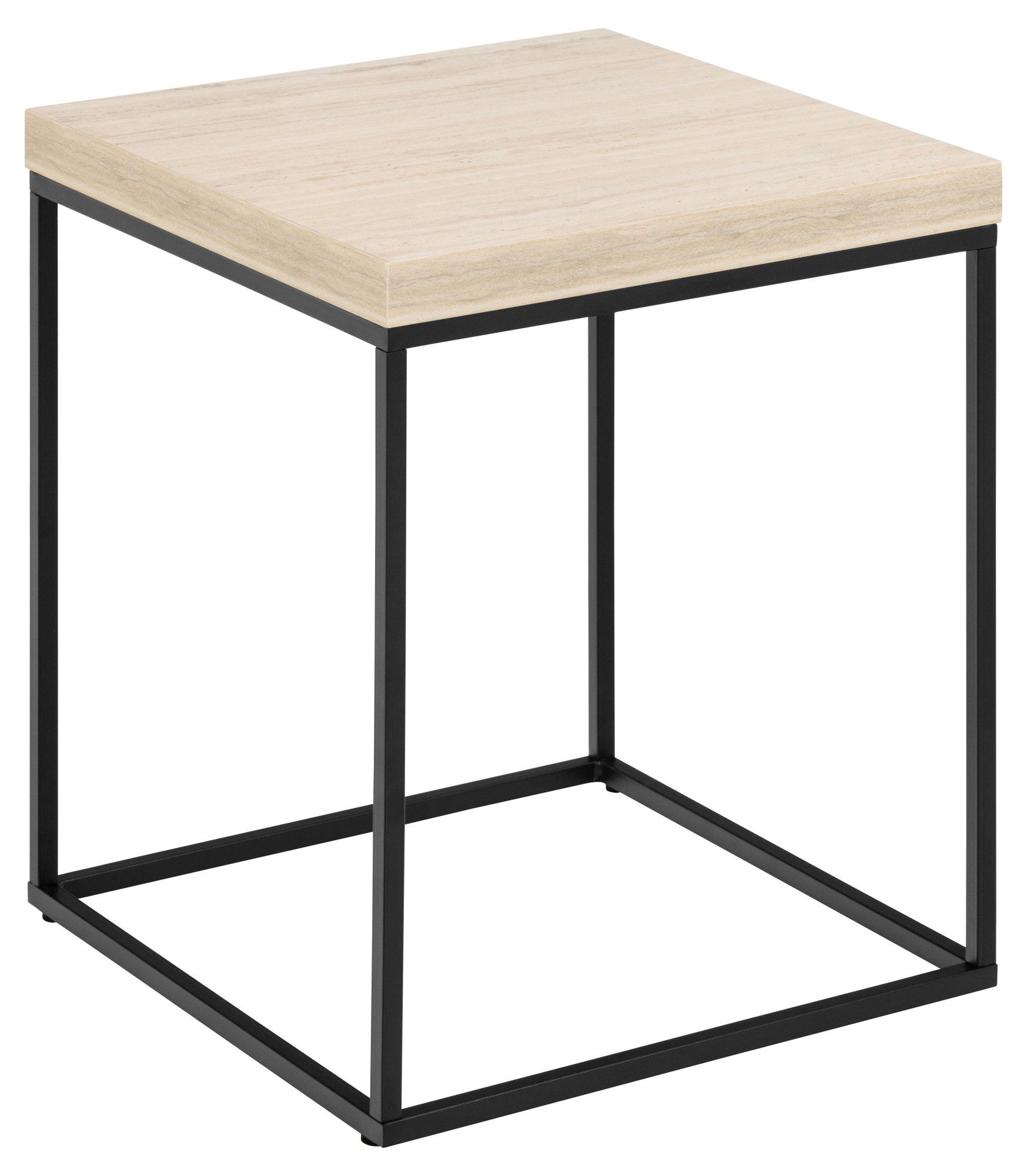 ACTONA GROUP Couchtisch Barossa Wohnzimmertisch, Beistelltisch, Quadratisch, Sofatisch, Steinoptik, schwarze Stahlbeine, in weiteren Variationen, B: 40 cm