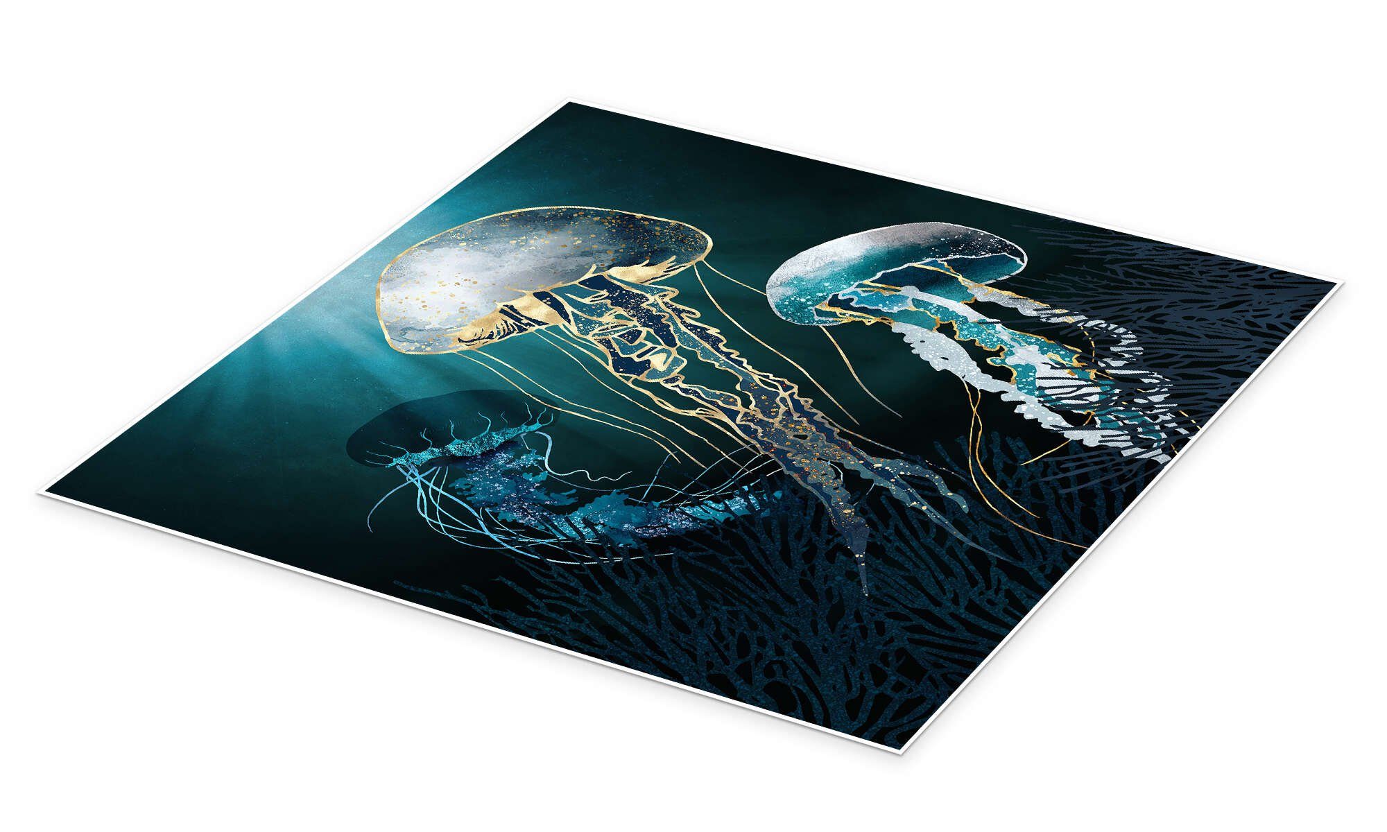 Posterlounge Wandbild Metallische Quallen in türkismetalic, SpaceFrog Desig günstig online kaufen