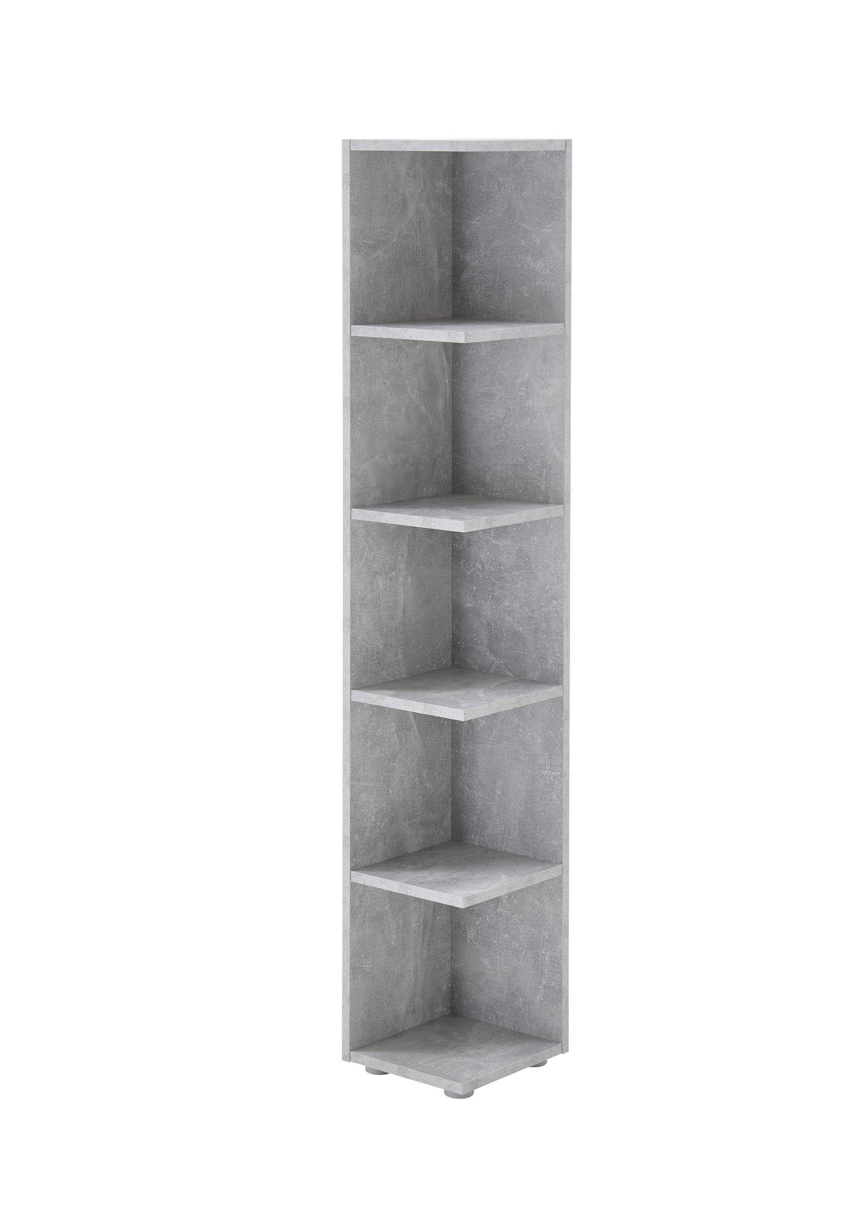 Modernes cm 24 26 Breite Beton cm, möbelando offenen Spanplatte Höhe 142 Nachbildung aus mit Eckregal 5 Lasmos, in cm, Eckregal Fächern. Tiefe