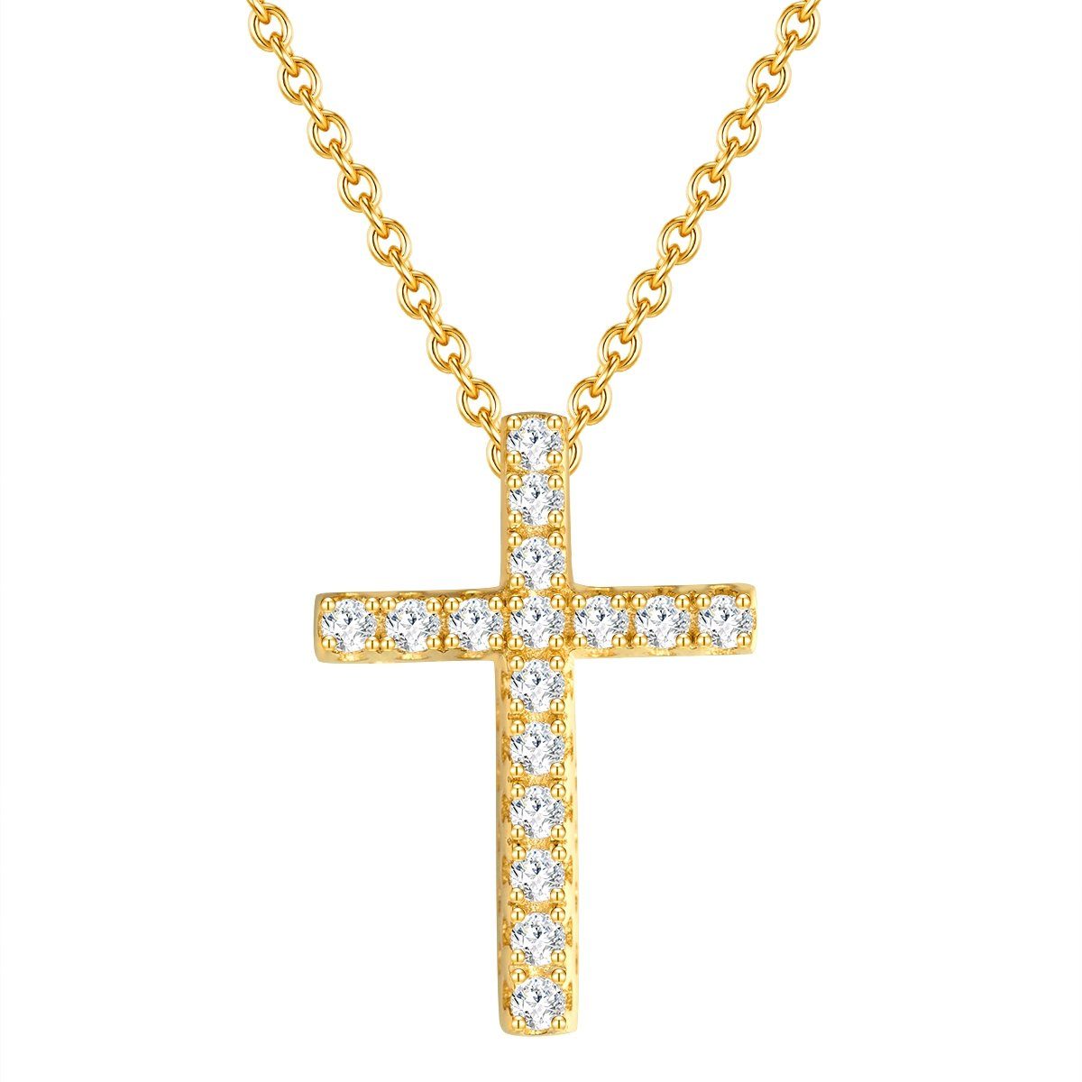 Rafaela Donata Silberkette Kreuz gelbgold, aus Sterling Silber günstig online kaufen