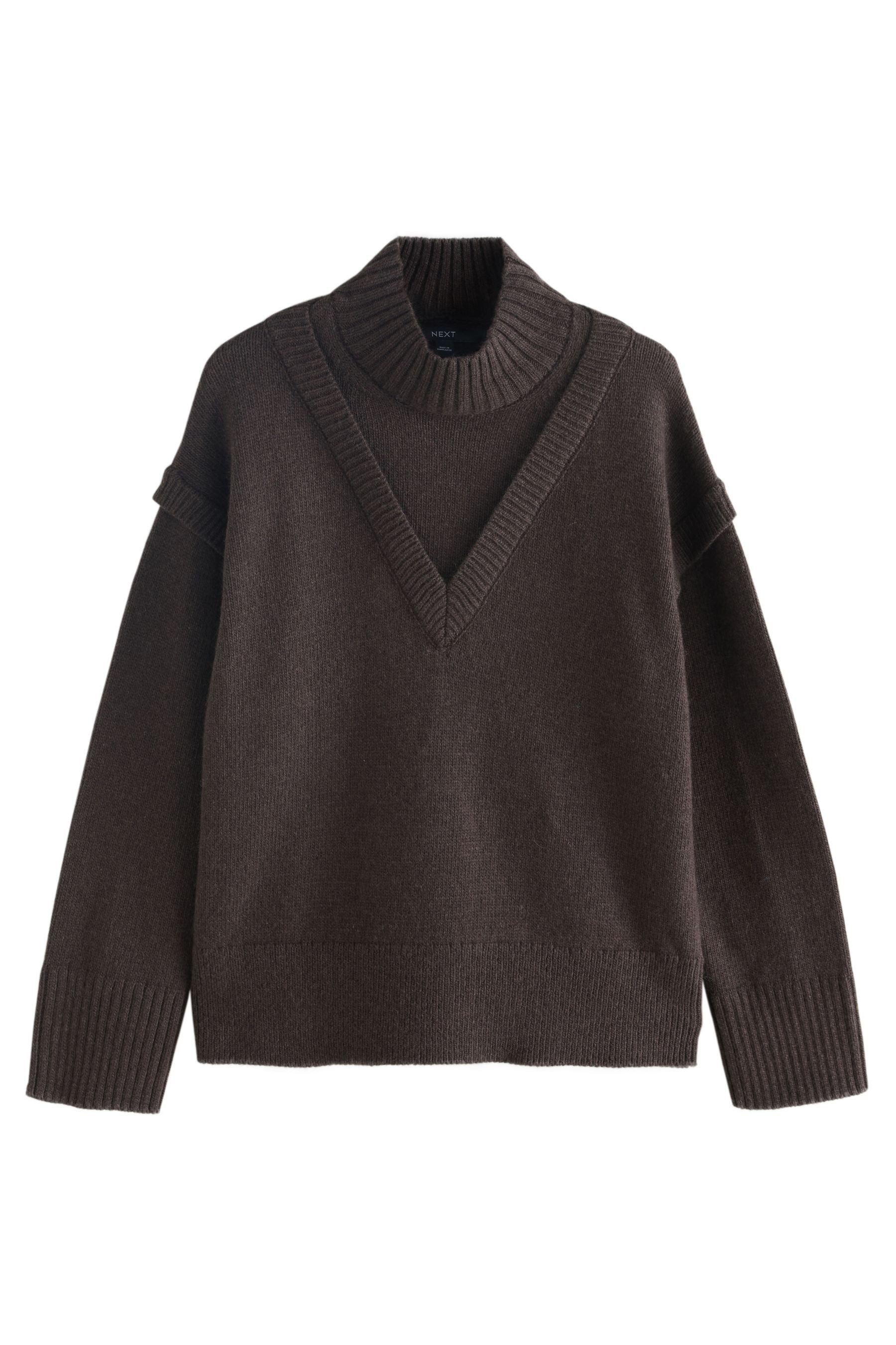 Strickpullover Pullover in Lagenoptik aus Baumwoll-Wollgemisch