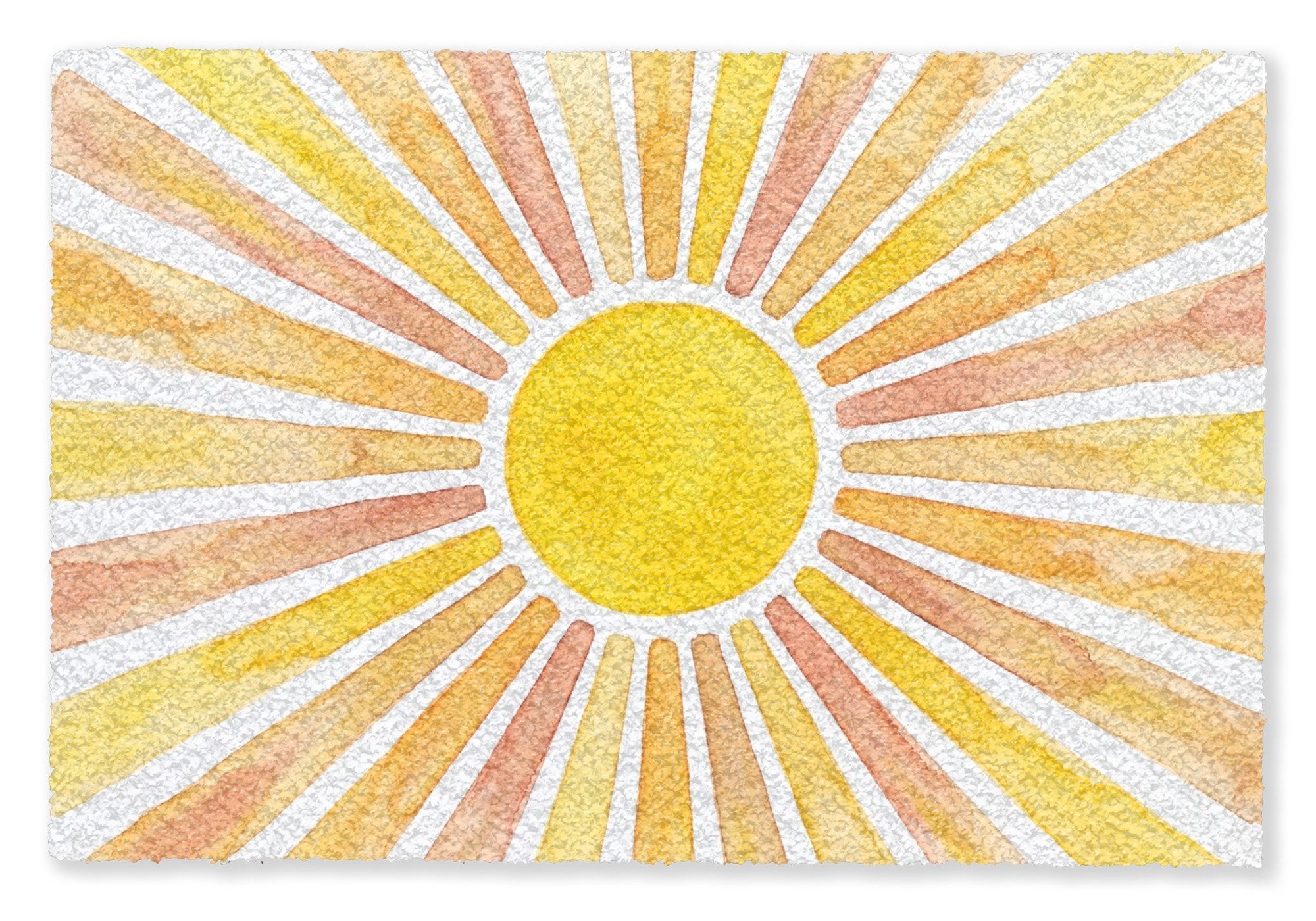 MuchoWow Fußmatte Sonne – Strahlen – Aquarell – Gelb – Abstrakt, Rechteckig, innen Schmutzfangmatte, Tür, Schmutzfänger Flur, Teppich 60x40 cm
