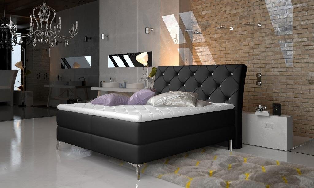 JVmoebel Bett Bett Textil Polster Doppel Design Barock Modern Stil Schwarz