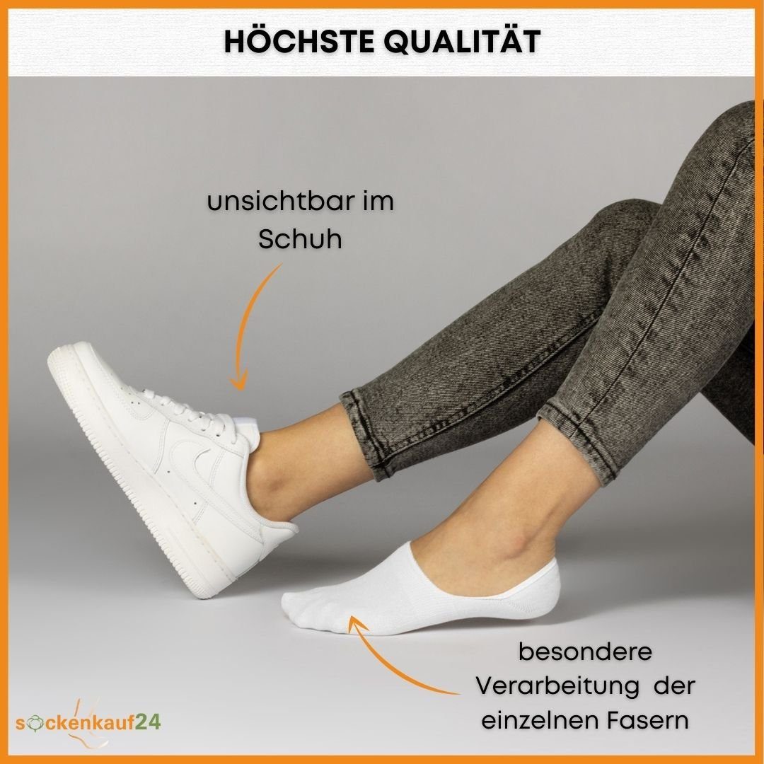 sockenkauf24 Füßlinge 10 Paar Füßlinge Baumwolle Damen Line) Premium drückende & (Exclusive Sneaker Socken - 35-38) gekämmter WP aus Herren Naht ohne 70103T (Weiß