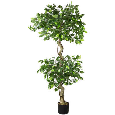 Kunstbaum Ficus Kunstpflanze Künstliche Pflanze Kunstbaum Benjamin Baum 150 cm, Decovego