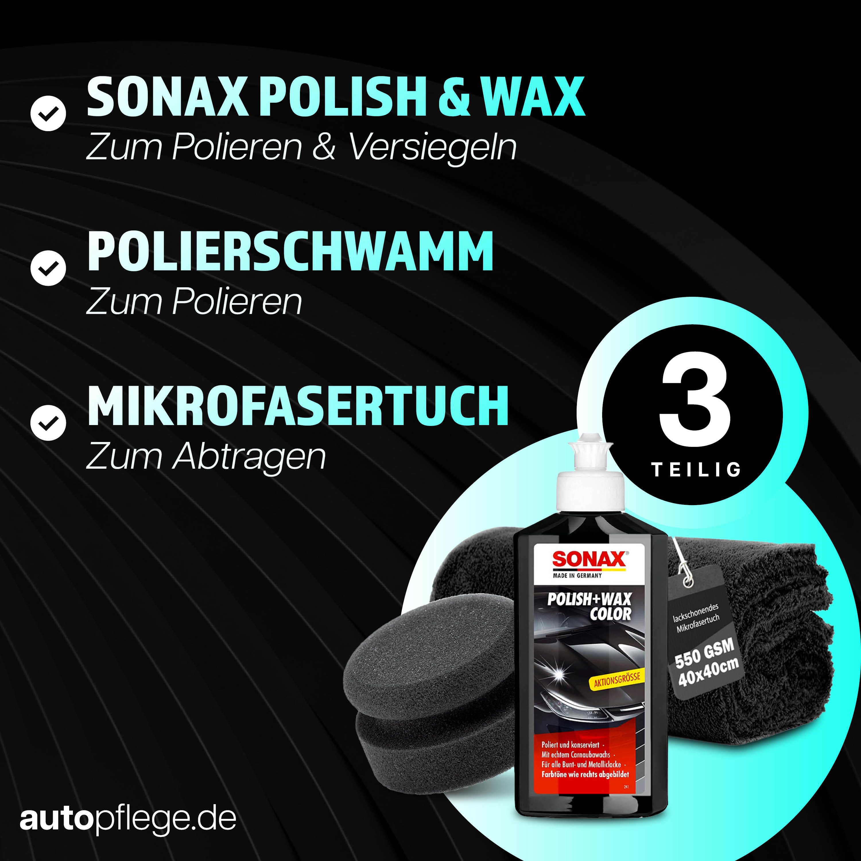 Thumbnail - Sonax SONAX Polish&Wax schwarz Set Autopolitur (3 St), Auto Hand Politur Set