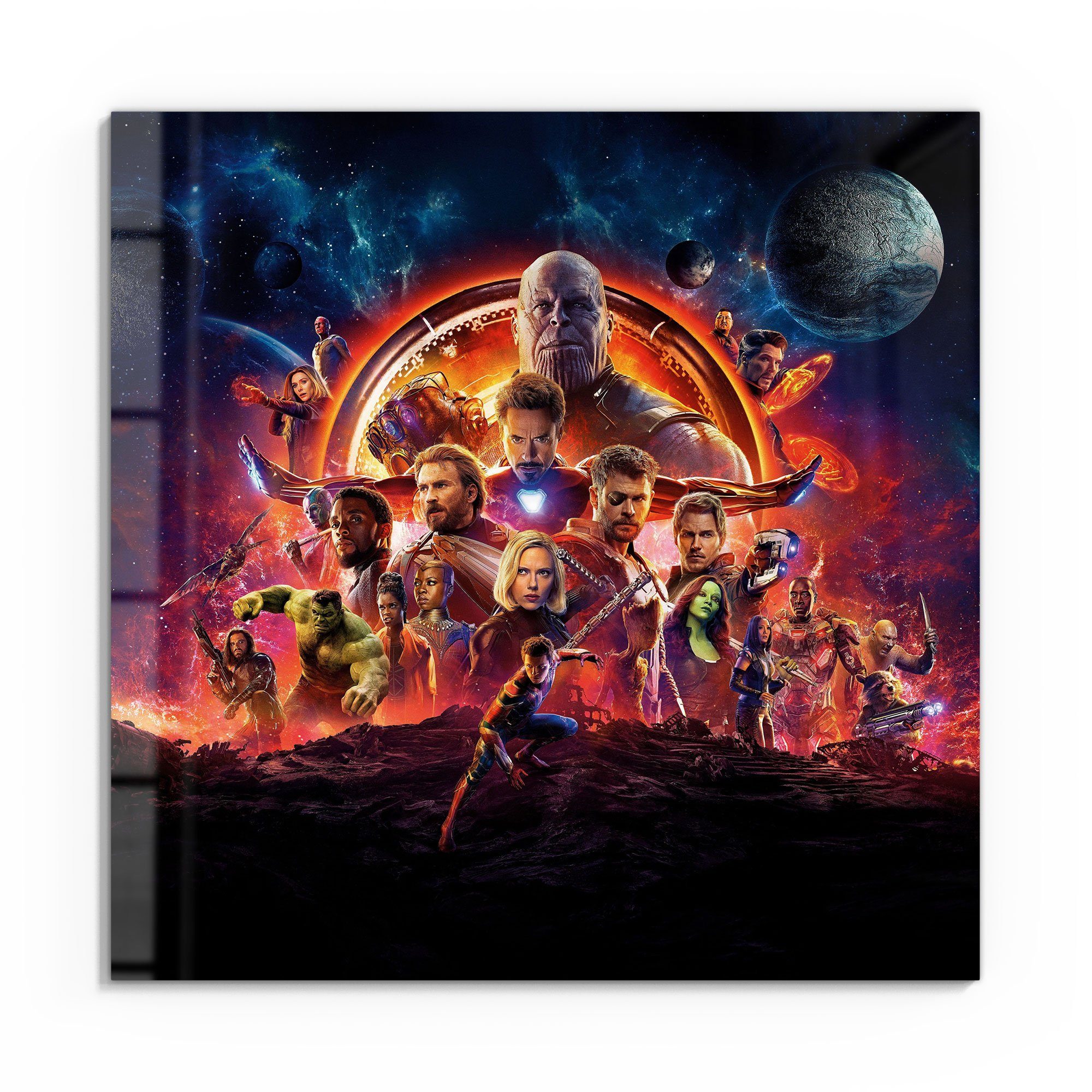 DEQORI Glasbild 'Avengers Infinity War', 'Avengers Infinity War', Glas Wandbild Bild schwebend modern