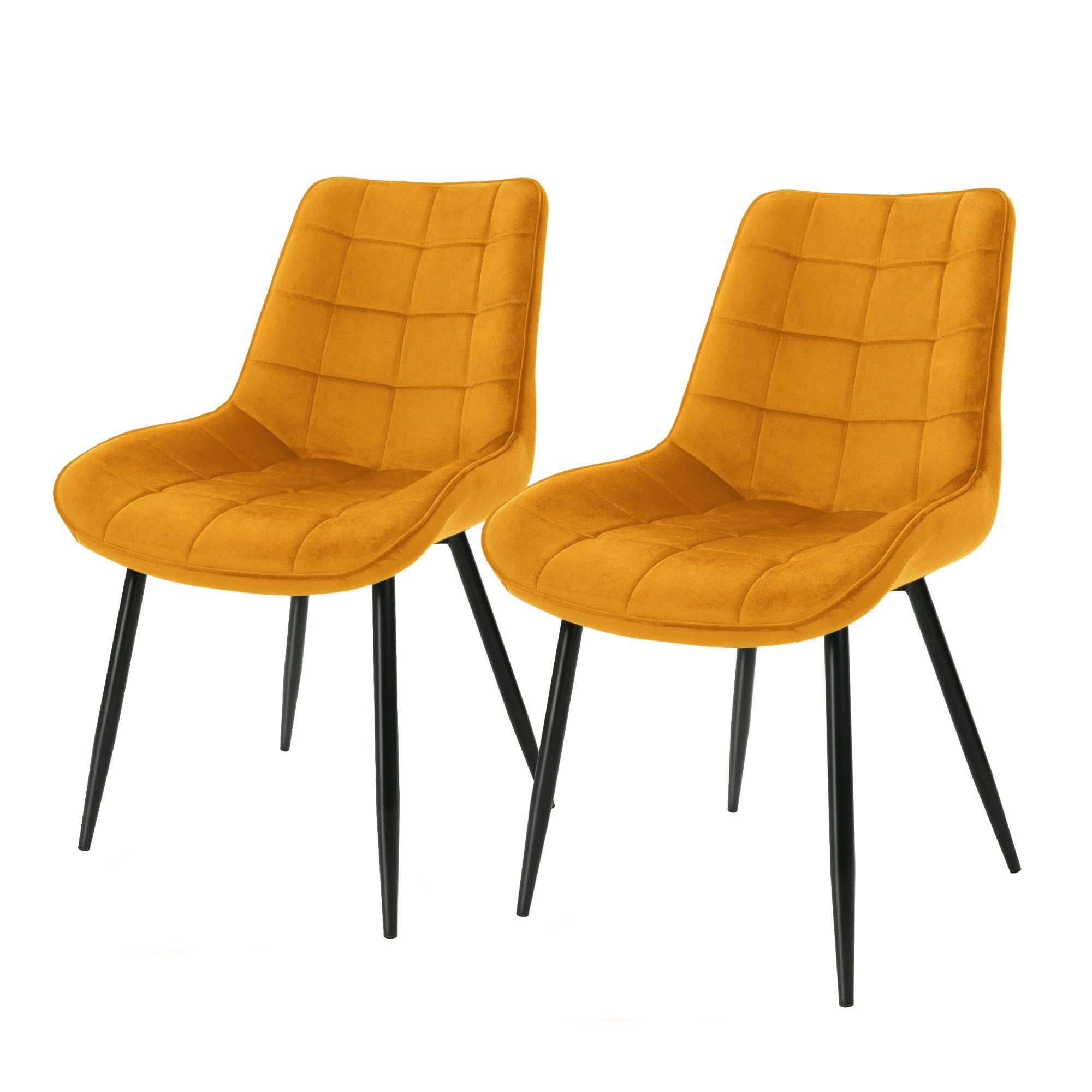 Esszimmerstühle Set mit ML-DESIGN Samtbezug Rückenlehne Ocker 2er Stuhl Set) (2er