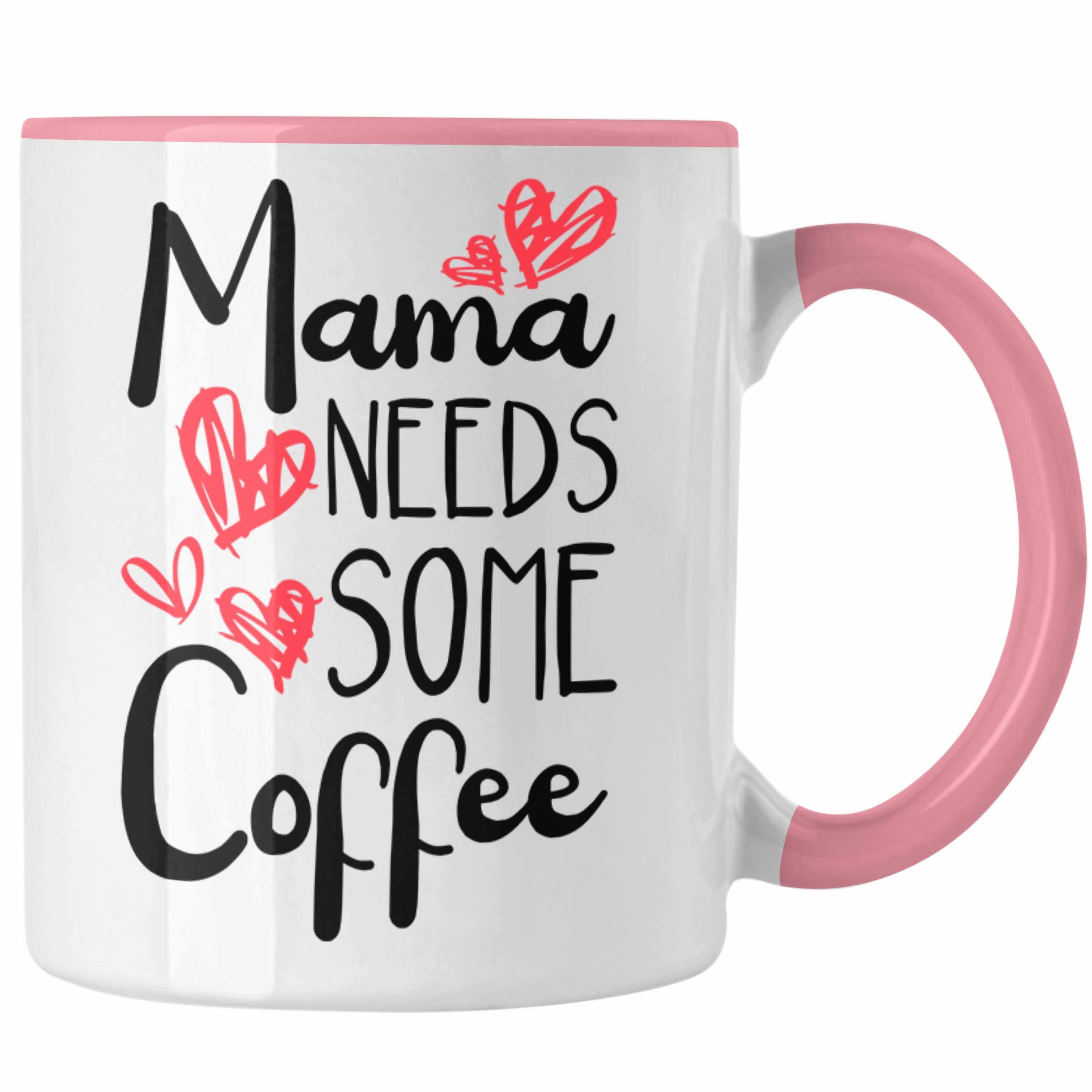 Trendation Tasse Trendation - Mama Tasse mit Spruch Geschenk Muttertag von Tochter Sohn Mutter Kaffeetasse Spruch Kaffeeliebhaber Rosa