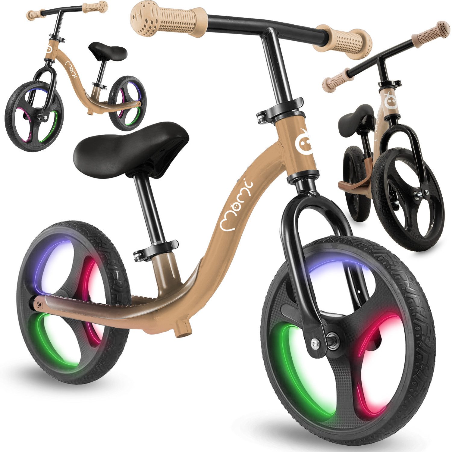 MoMi Laufrad Isoka 10 Zoll, Mit LED-Leuchträdern & Dynamo, bis 35 kg