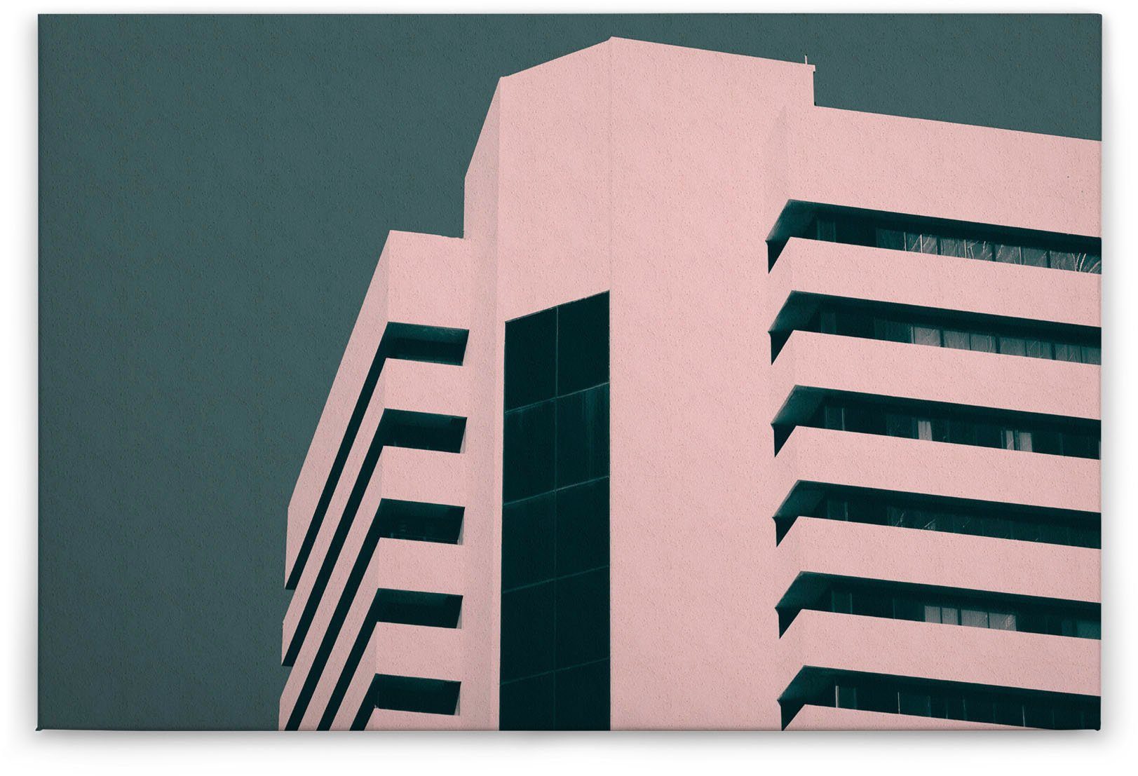 (1 Création rosa, Leinwandbild Gebäude Bild Modern Keilrahmen A.S. St), grün skyscraper, Grafisch