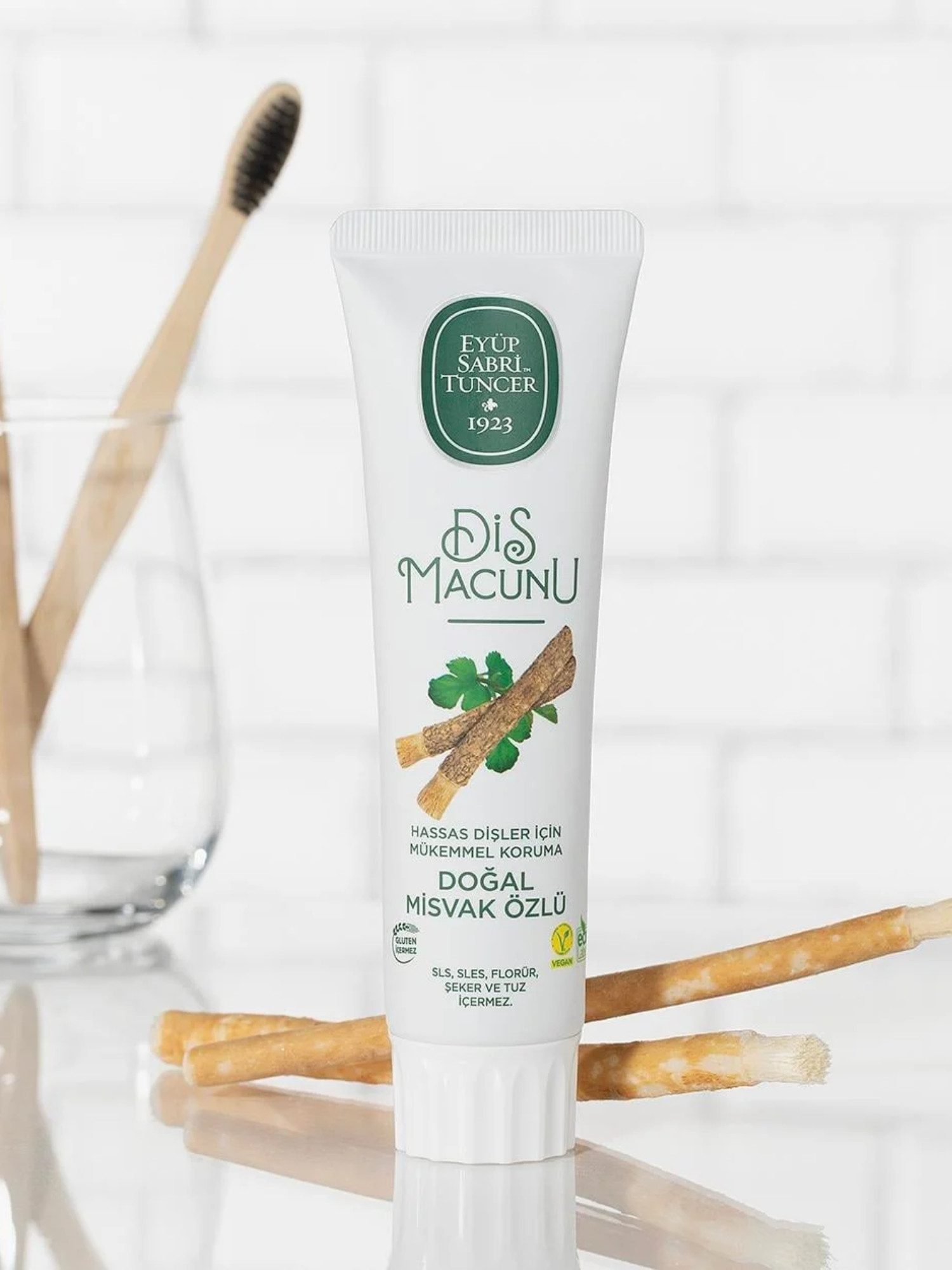 EYÜP SABRI TUNCER Zahnpasta Miswak Zahnpasta – Vegan & Natürlich & Fluoridfrei & Zuckerfrei, (2-St) Fluoridfrei, Ohne SLS&SLES, Ohne Zucker, Mit Stevia & Miswak-Extrakt