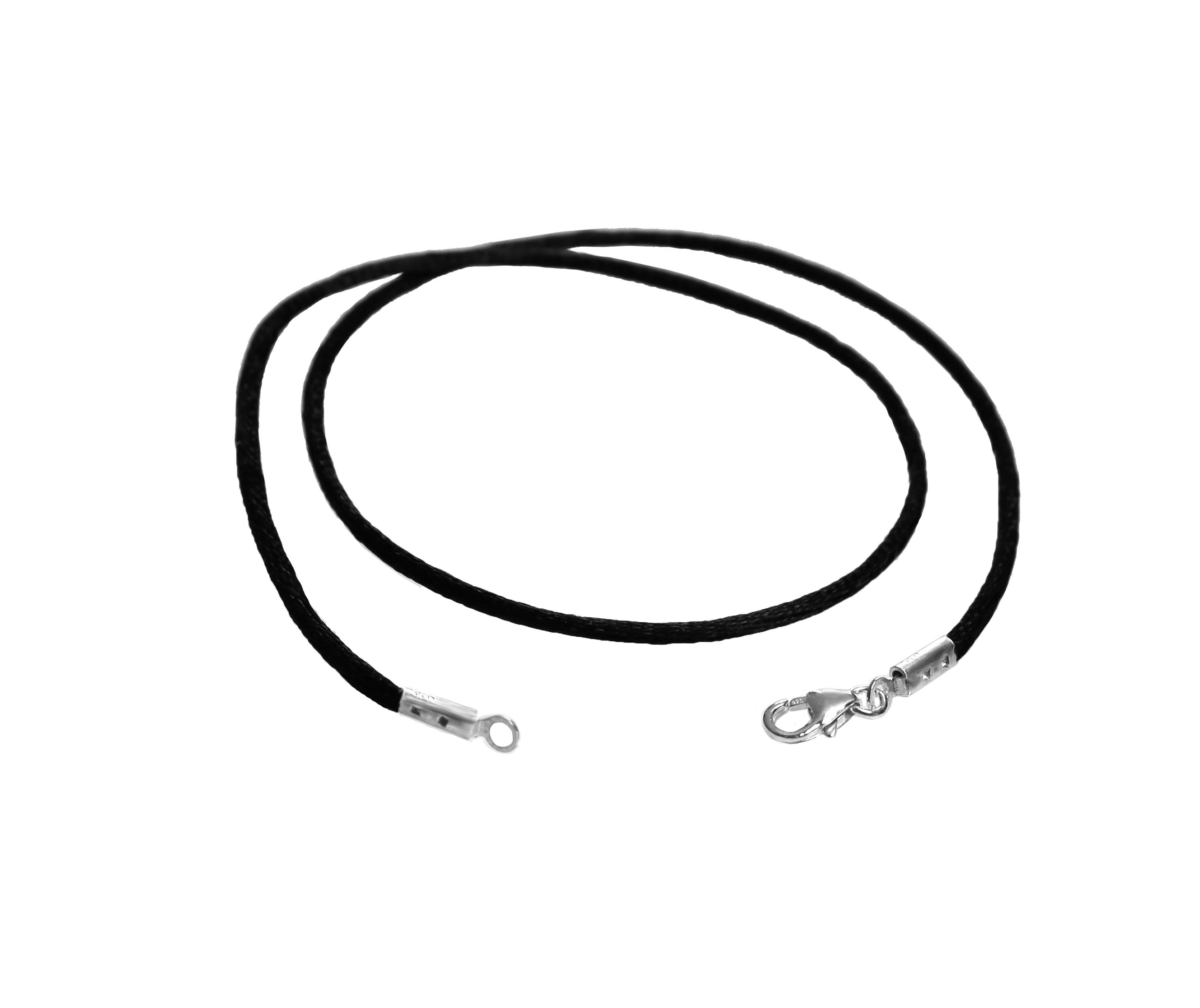 Edellis Kette mit Anhänger Schwarzem Seidenband Halskette mit einem Sterling Silber Verschluss (1-tlg)
