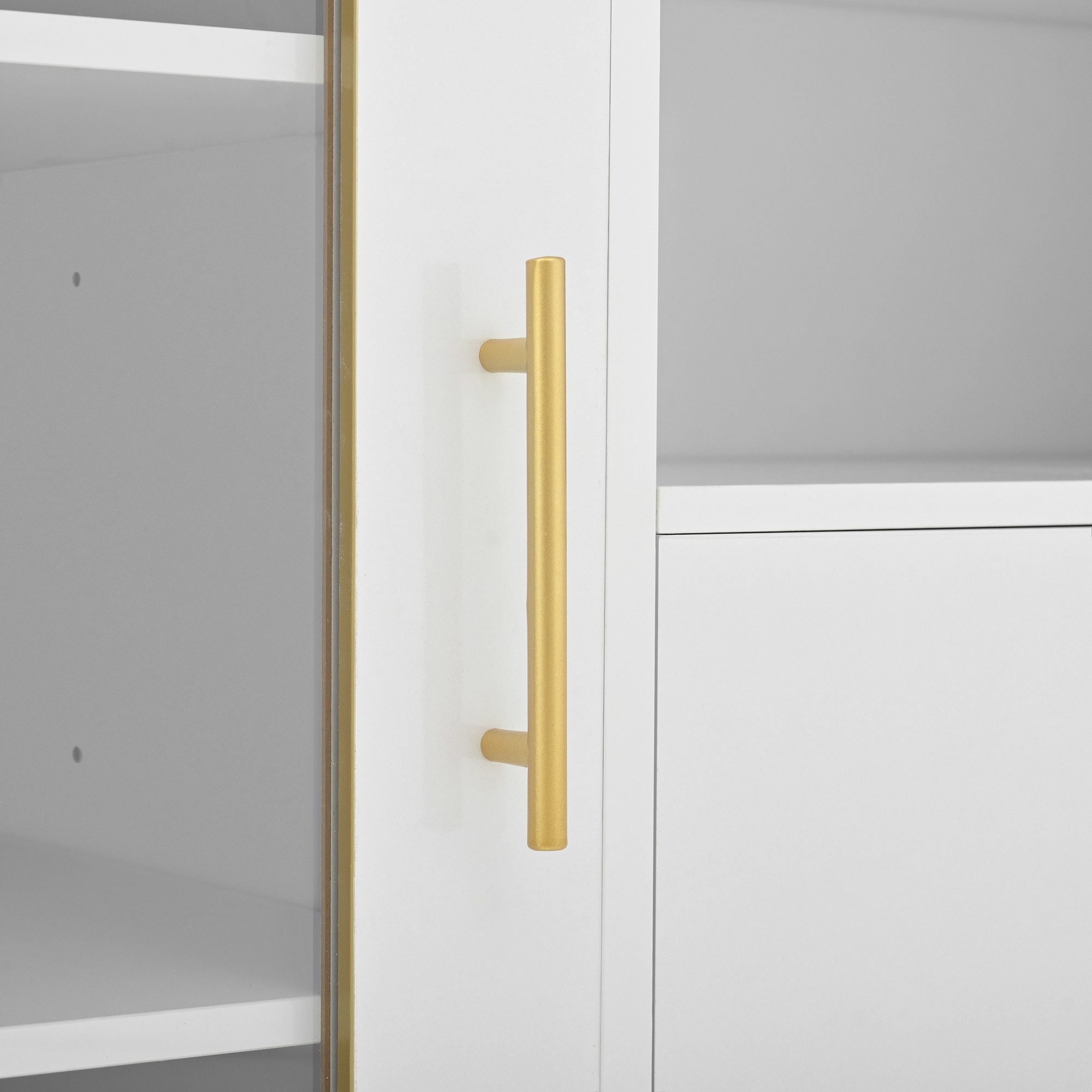 IDEASY Sideboard Weißes Sideboard: Glasfront, Weinregal & Stauraum