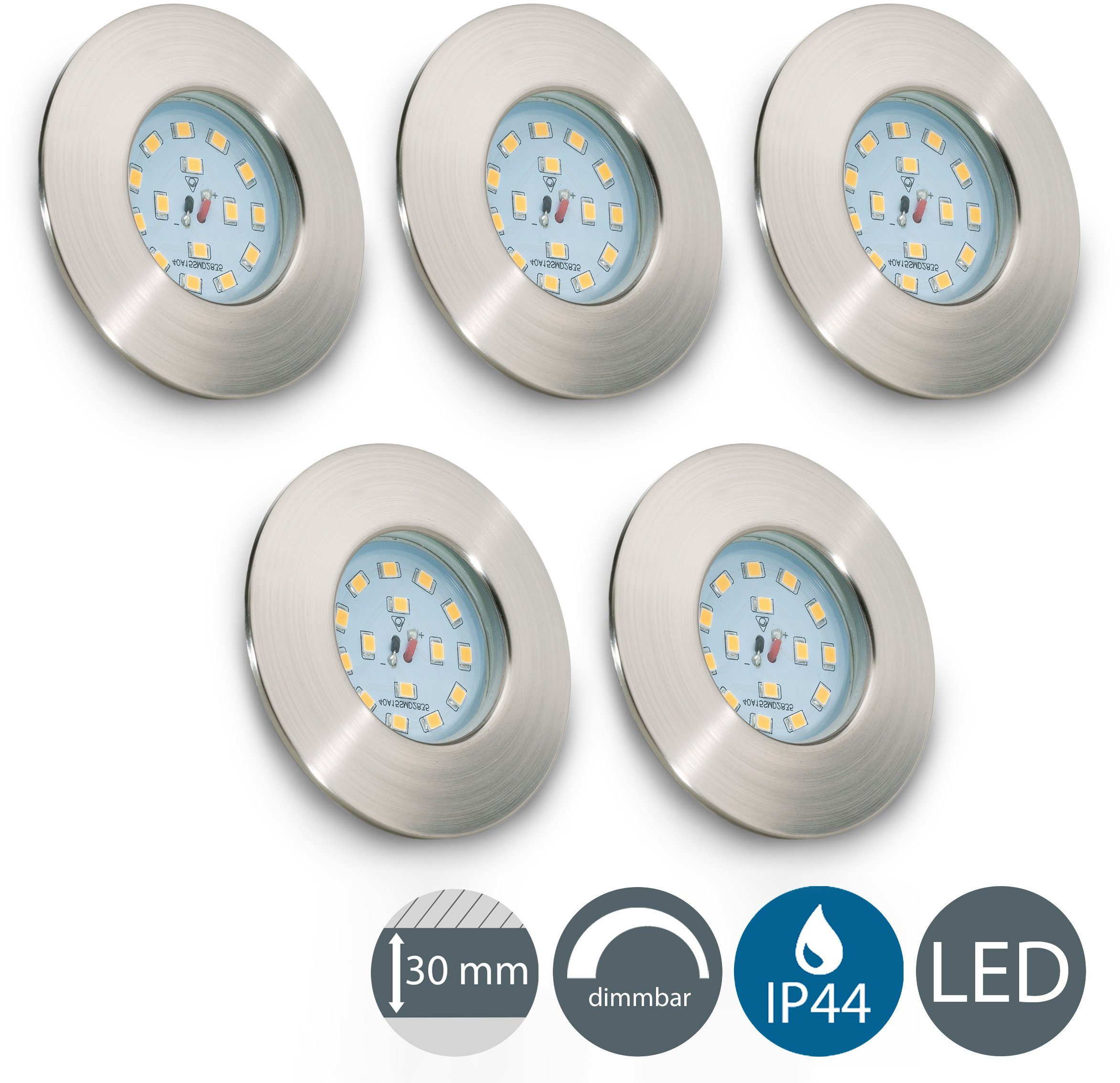 B.K.Licht LED Einbauleuchte 5er Set Bad günstig online kaufen
