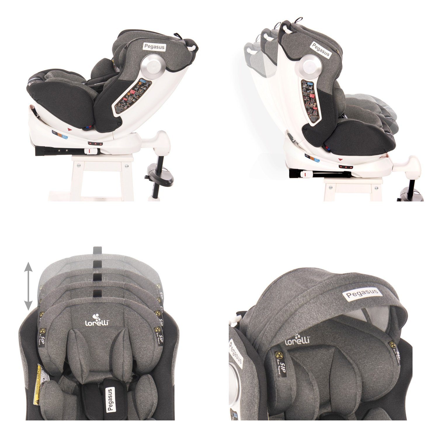 Autokindersitz verstellbar, Gruppe Isofix Kindersitz Pegasus 0+/1/2/3, Lorelli (0-36 Kissen kg, 36 hellgrau kg) bis: