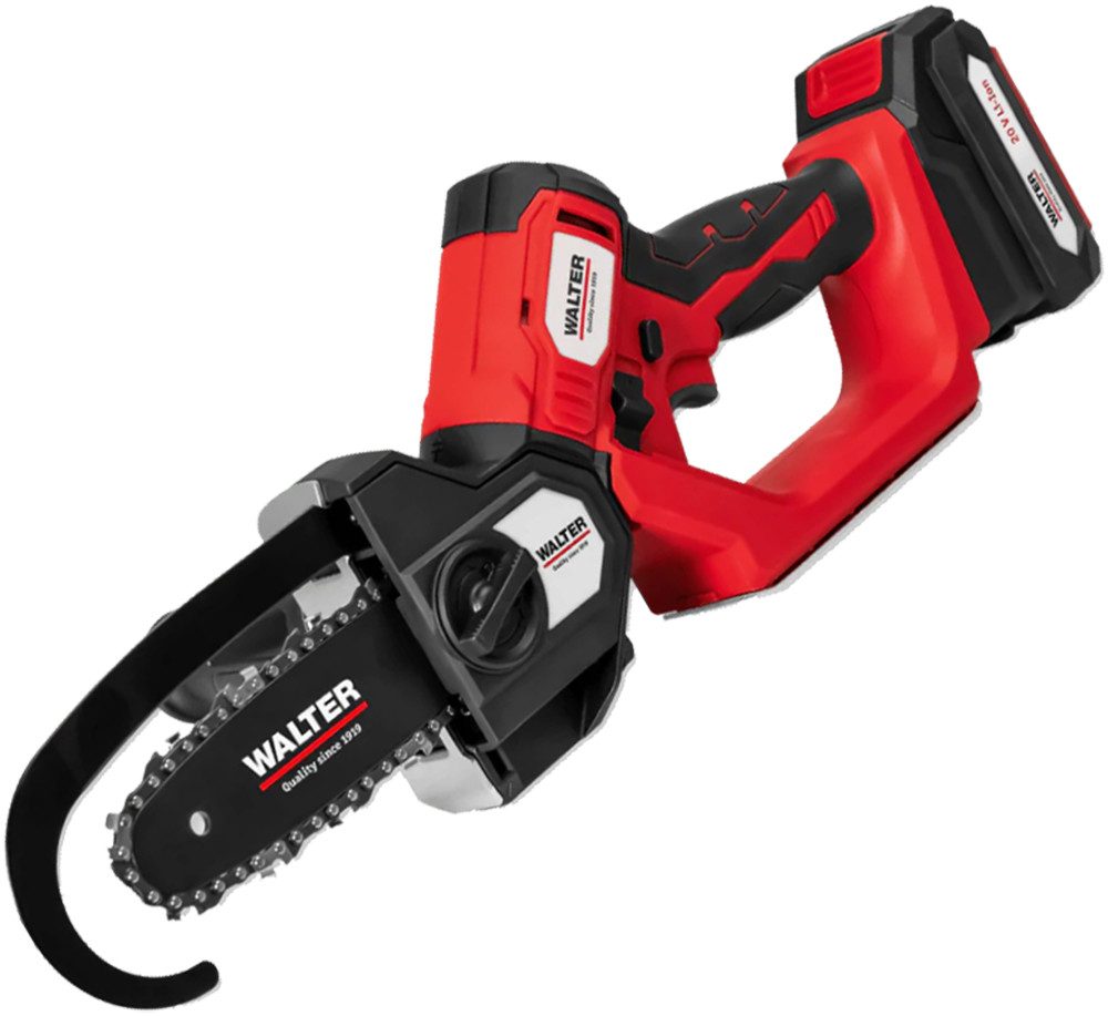 WALTER Akku-Astschere 18V Akku Entaster 2in1 Kettensäge Gehölzschneider Astsäge + 2Ah Akku, 120 mm Schnittleistung