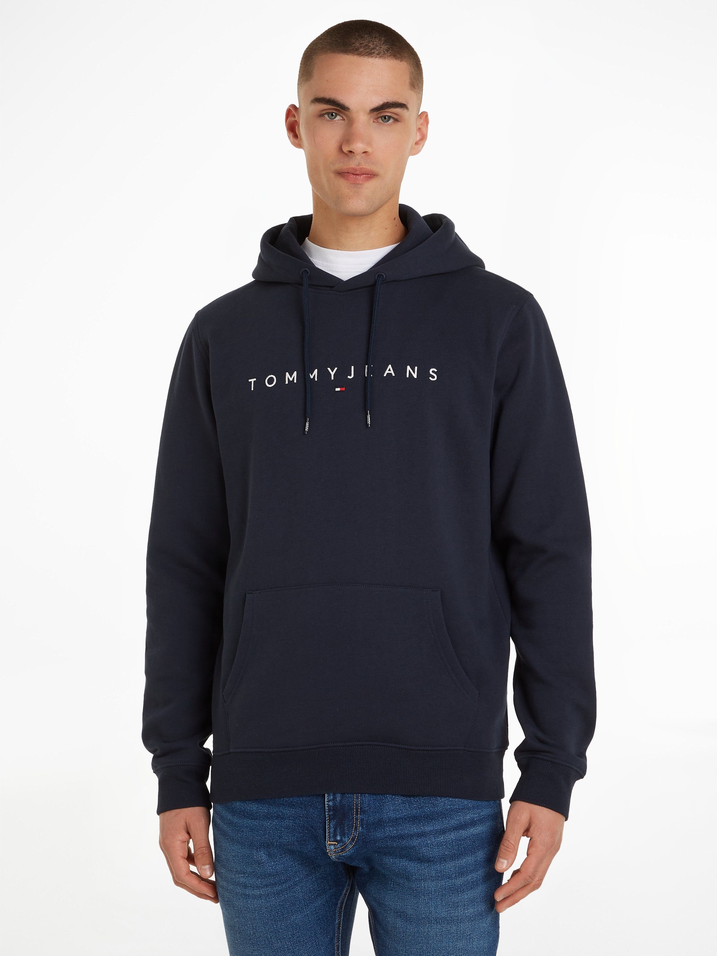 Tommy Jeans Kapuzensweatshirt TJM REG LINEAR LOGO HOODIE EXT mit Kordel