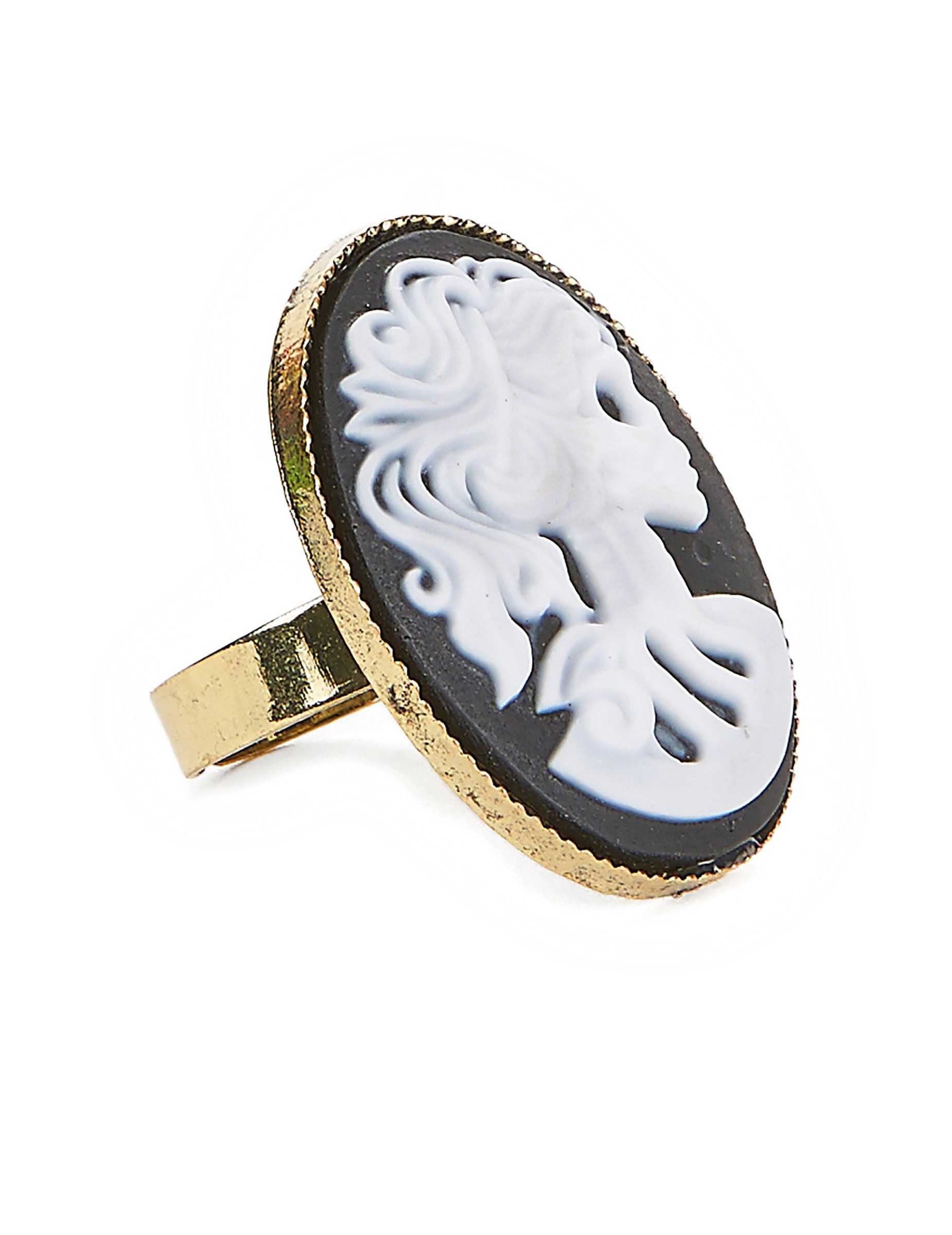 Espa Kostüm Geisterfrauen-Ring Halloween-Ring gold-weiss-schwarz 3,5cm