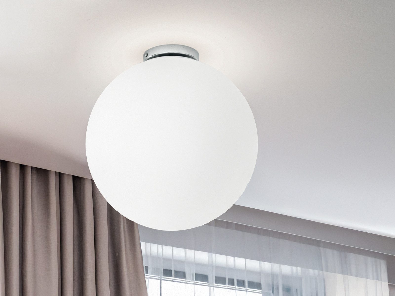 Luce Ambiente Design LED Deckenleuchte mit Glas-Kugel Lampenschirm, Ø 30cm, Dimmfunktion, LED wechselbar, Warmweiß, klein-e Kugelleucthe innen mit LED in 3 Stufen dimmbar über Schalter
