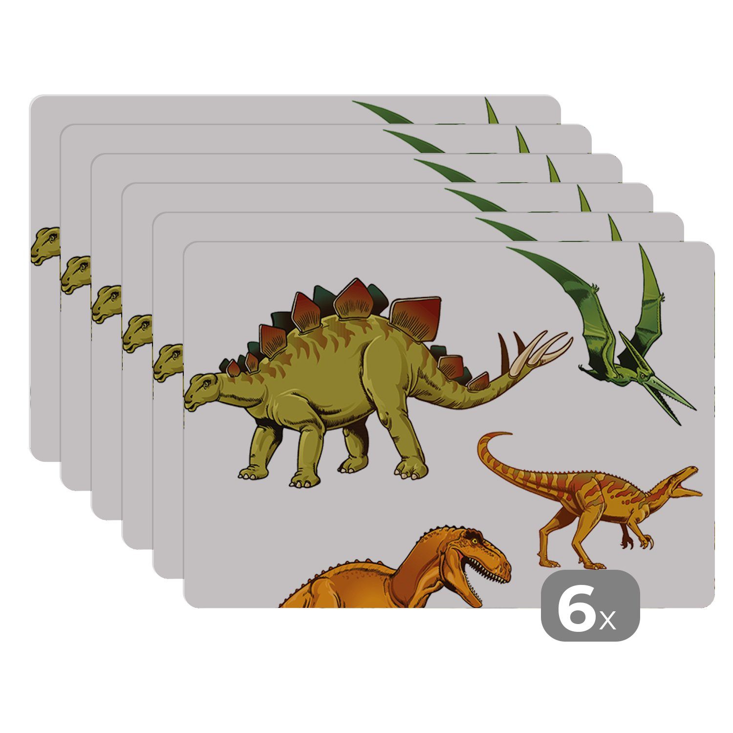 Platzset, Dinosaurier - Zeichnung - Jungen - Kinder, MuchoWow, (6-St), Platzset, Platzdecken, Platzmatte, Tischmatten, Schmutzabweisend