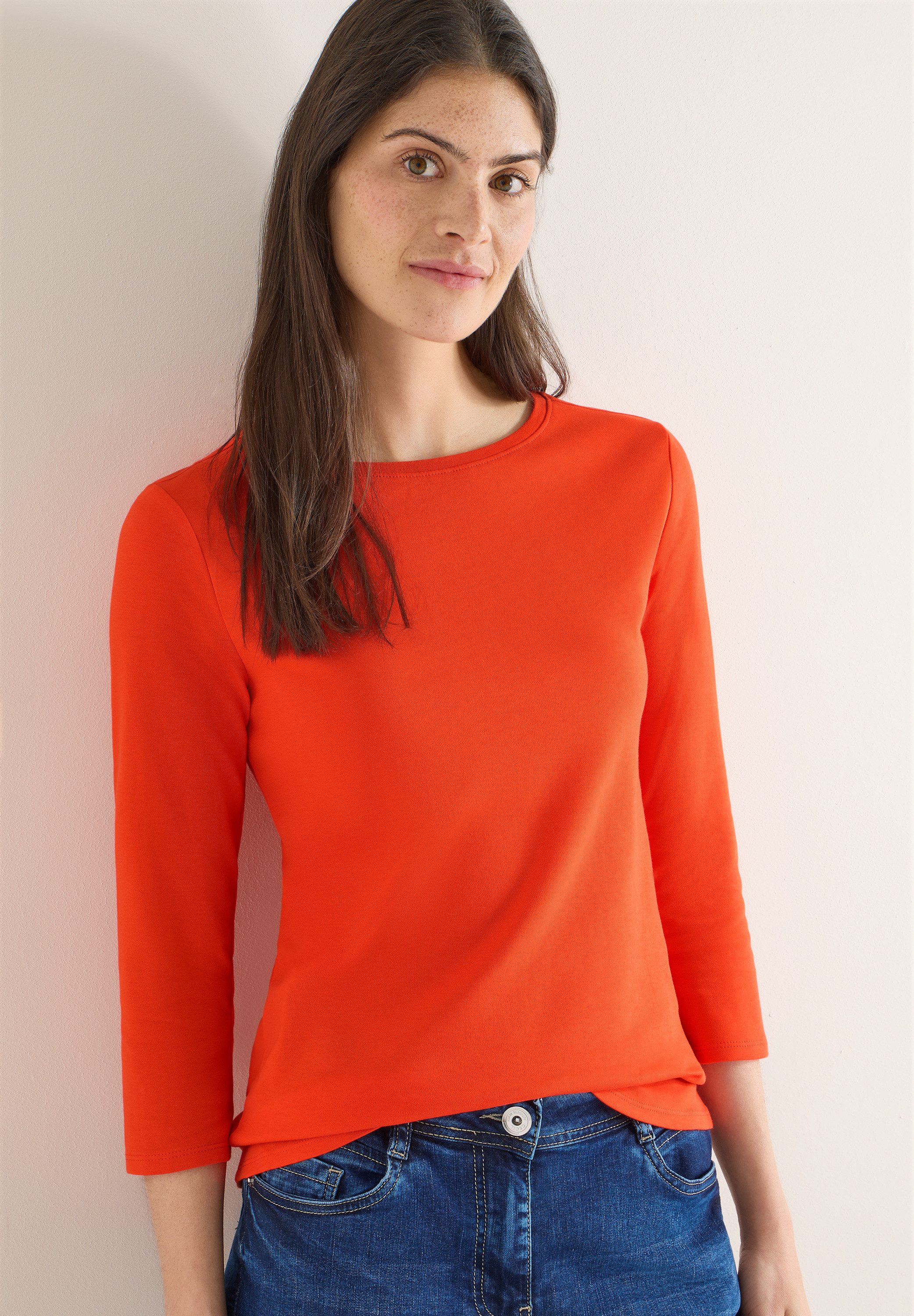 CECIL 3/4-Arm-Shirt Basic Boatneck mit U-Boot-Ausschnitt, unifarben günstig online kaufen