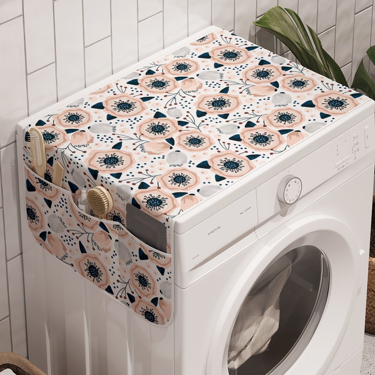 und Trockner, für Blumen Pastell-Ton Waschmaschine Anti-Rutsch-Stoffabdeckung Abakuhaus Blume Badorganizer Dots