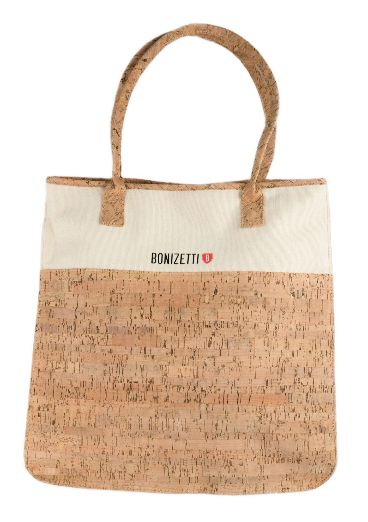 Bonizetti Handtasche Korktasche CARINA (36 × 36 × 9 cm, Kork rau, 1-tlg), Recyceltes Canvas & Kork, vegan, nachhaltig – Bild 3 von 5